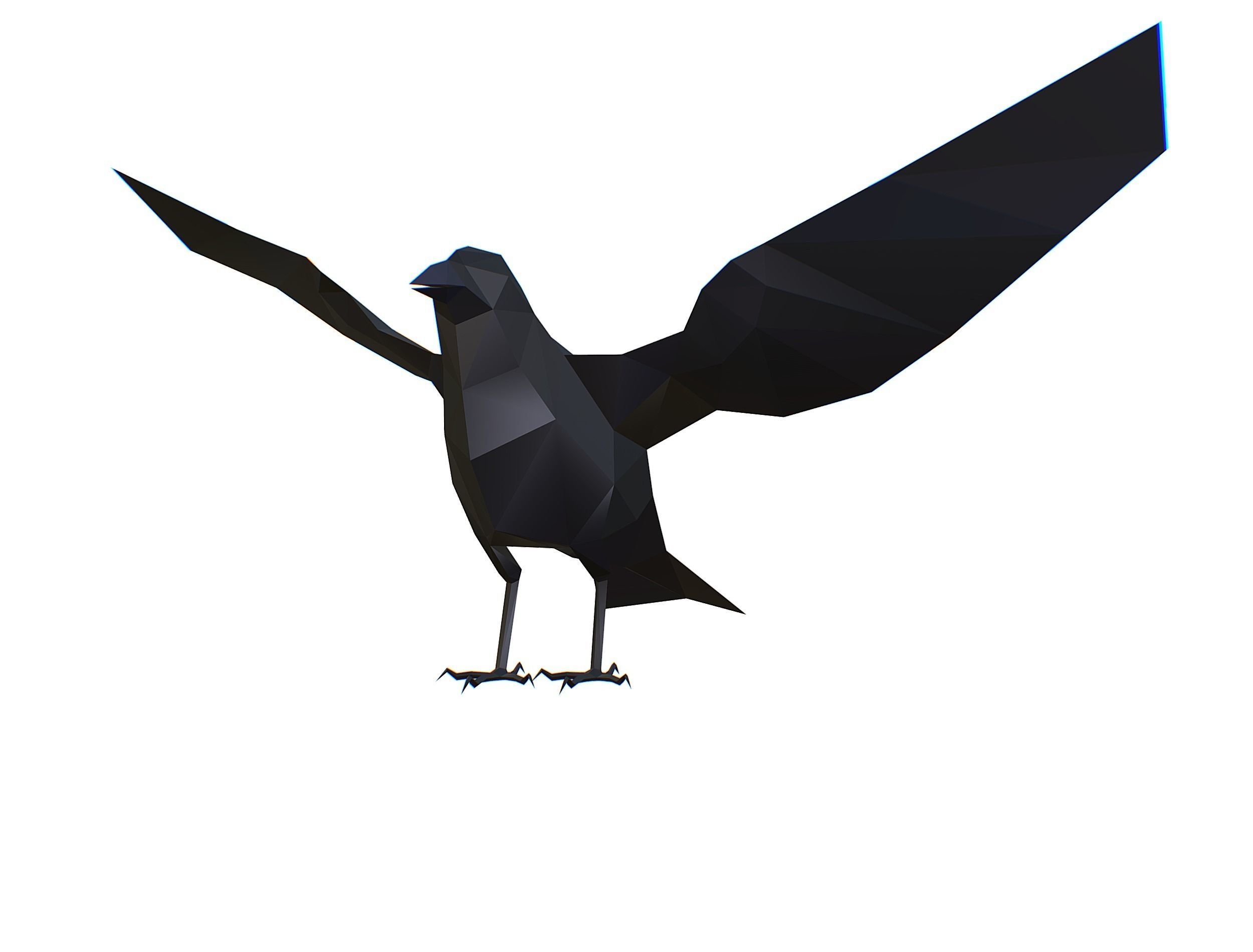 Animated Crow Lowpoly Art Style Low-poly 3D model_8