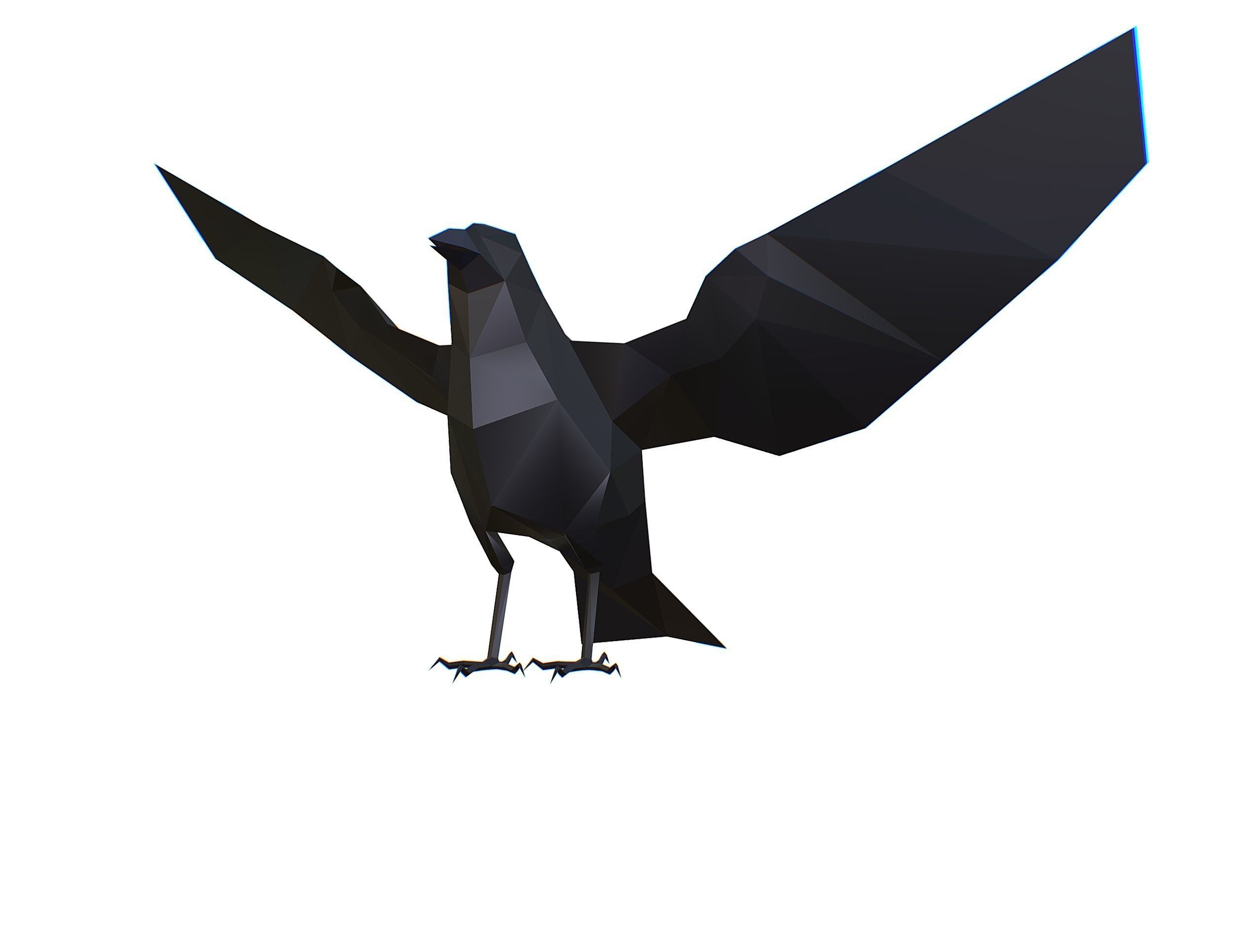 Animated Crow Lowpoly Art Style Low-poly 3D model_12