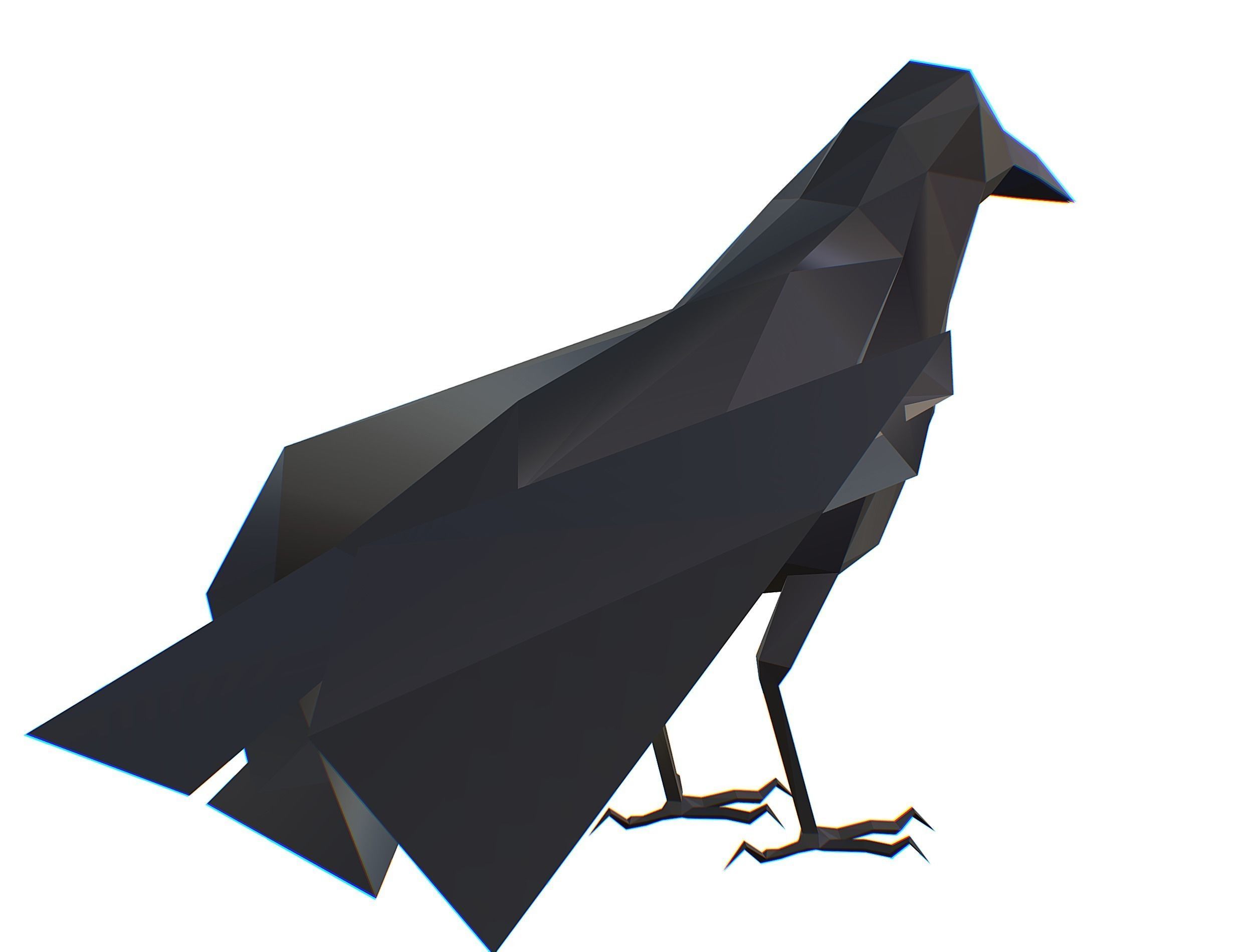 Animated Crow Lowpoly Art Style Low-poly 3D model_32