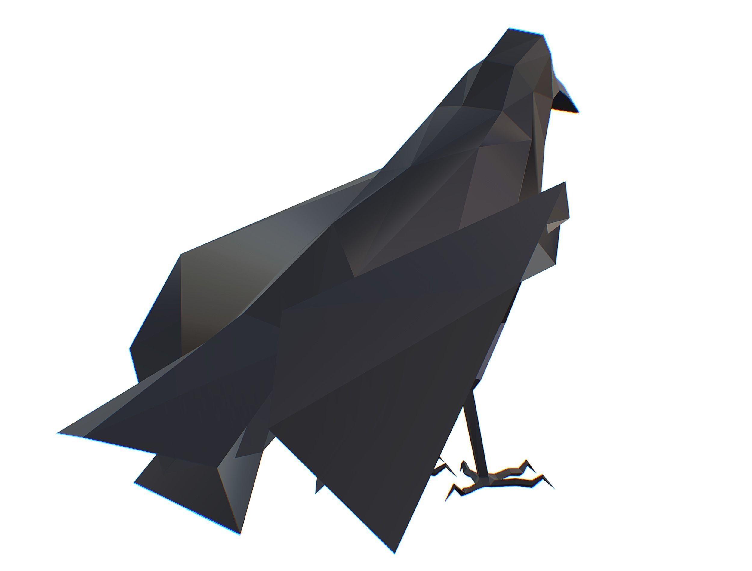 Animated Crow Lowpoly Art Style Low-poly 3D model_33