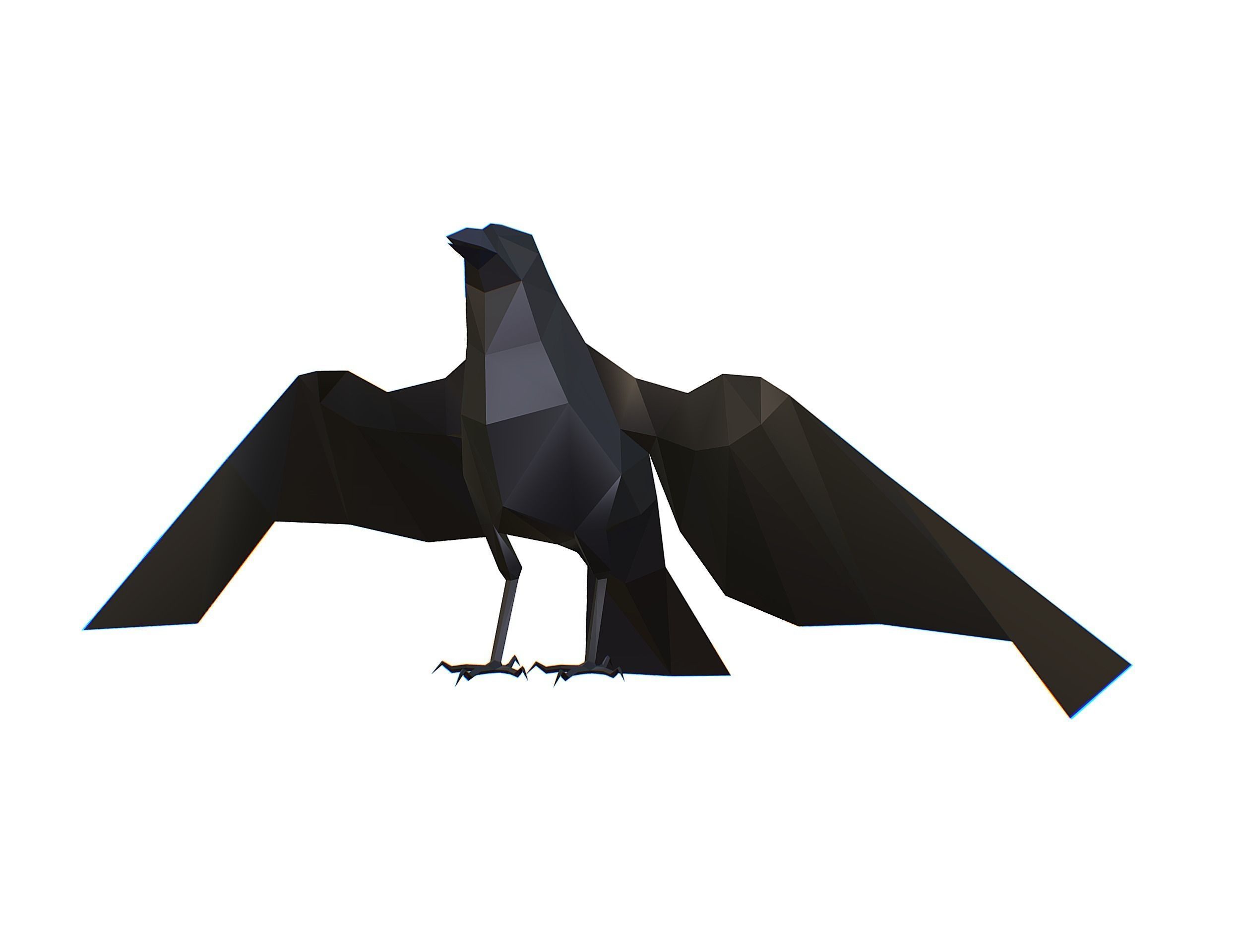 Animated Crow Lowpoly Art Style Low-poly 3D model_11