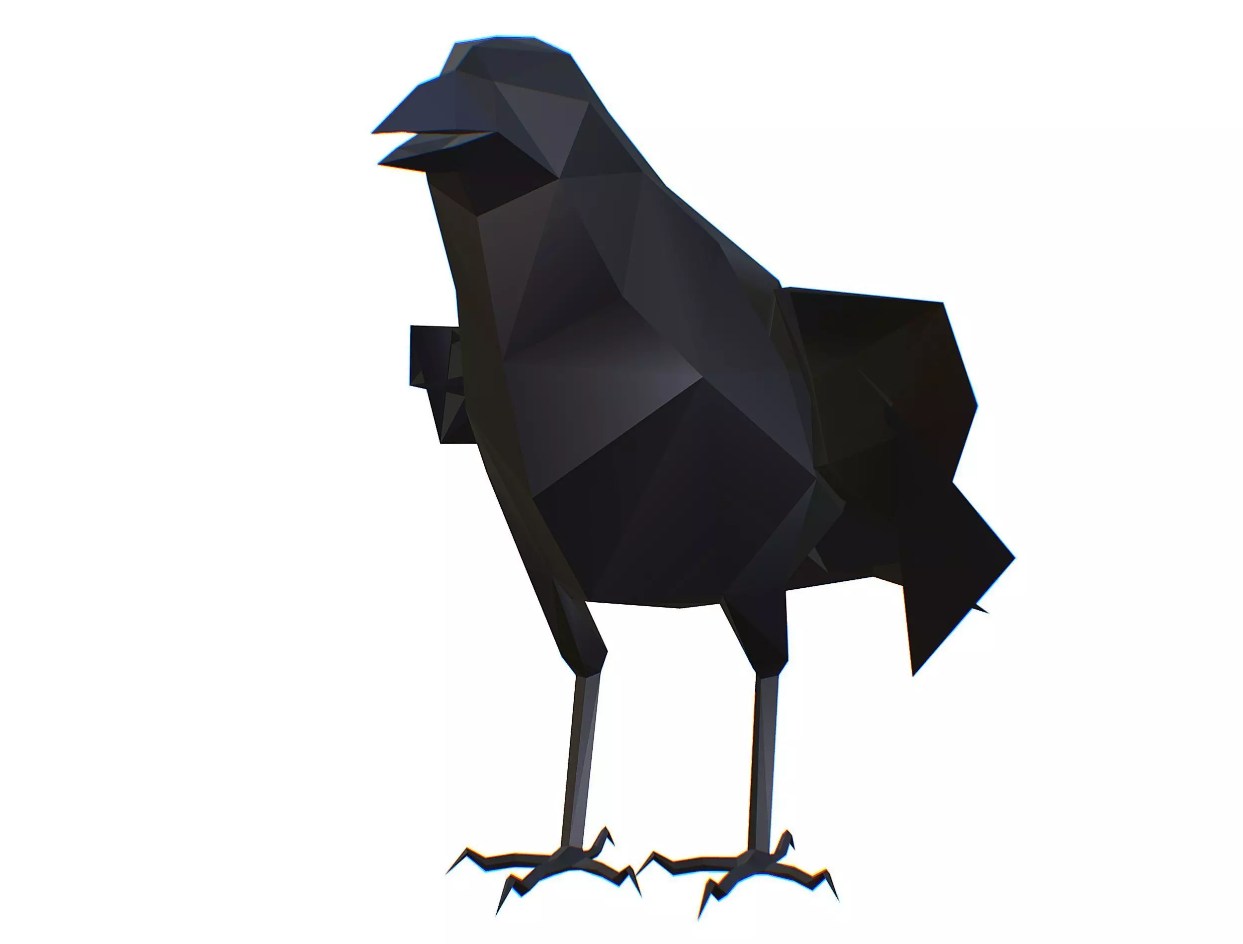 Animated Crow Lowpoly Art Style Low-poly 3D model_0
