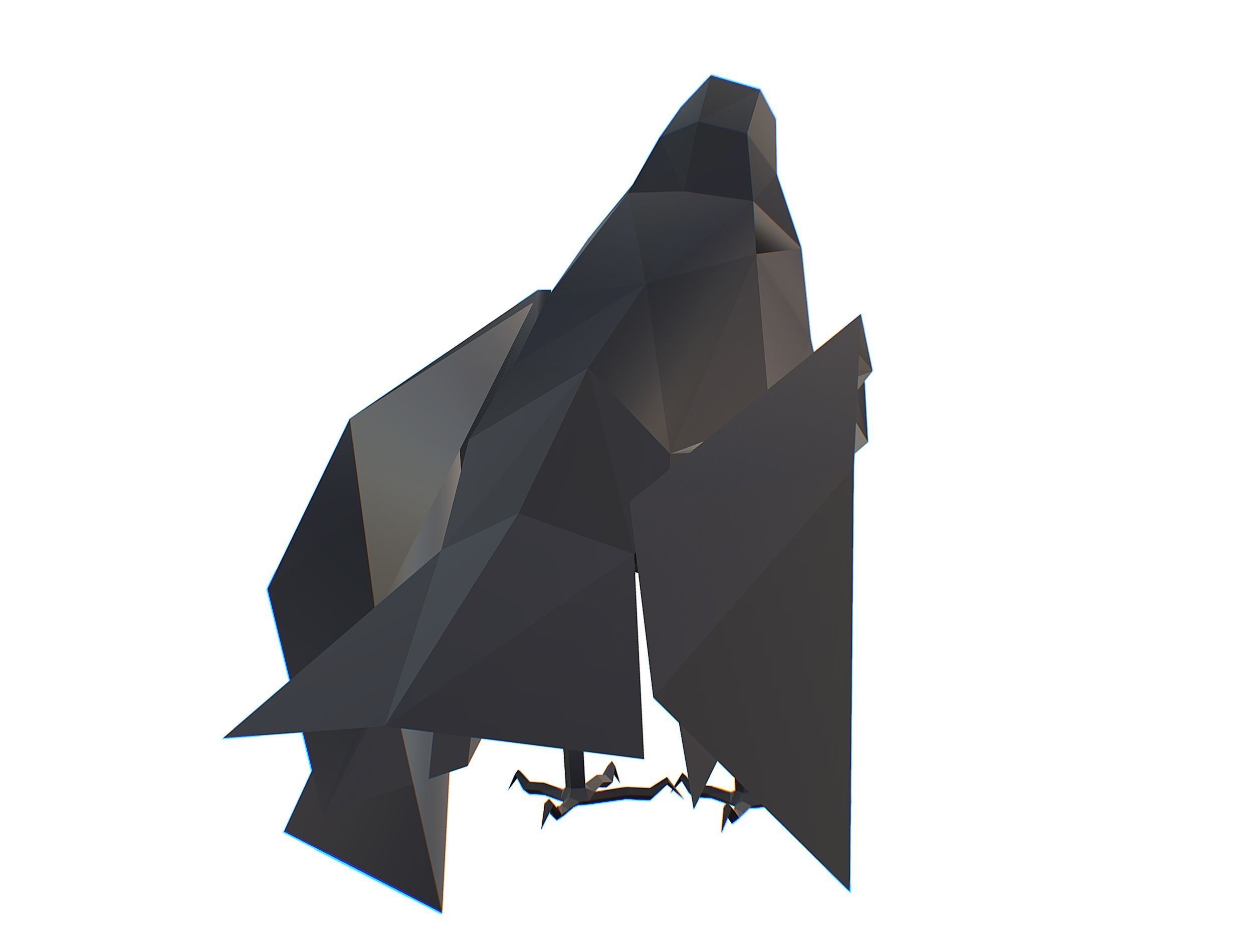 Animated Crow Lowpoly Art Style Low-poly 3D model_34