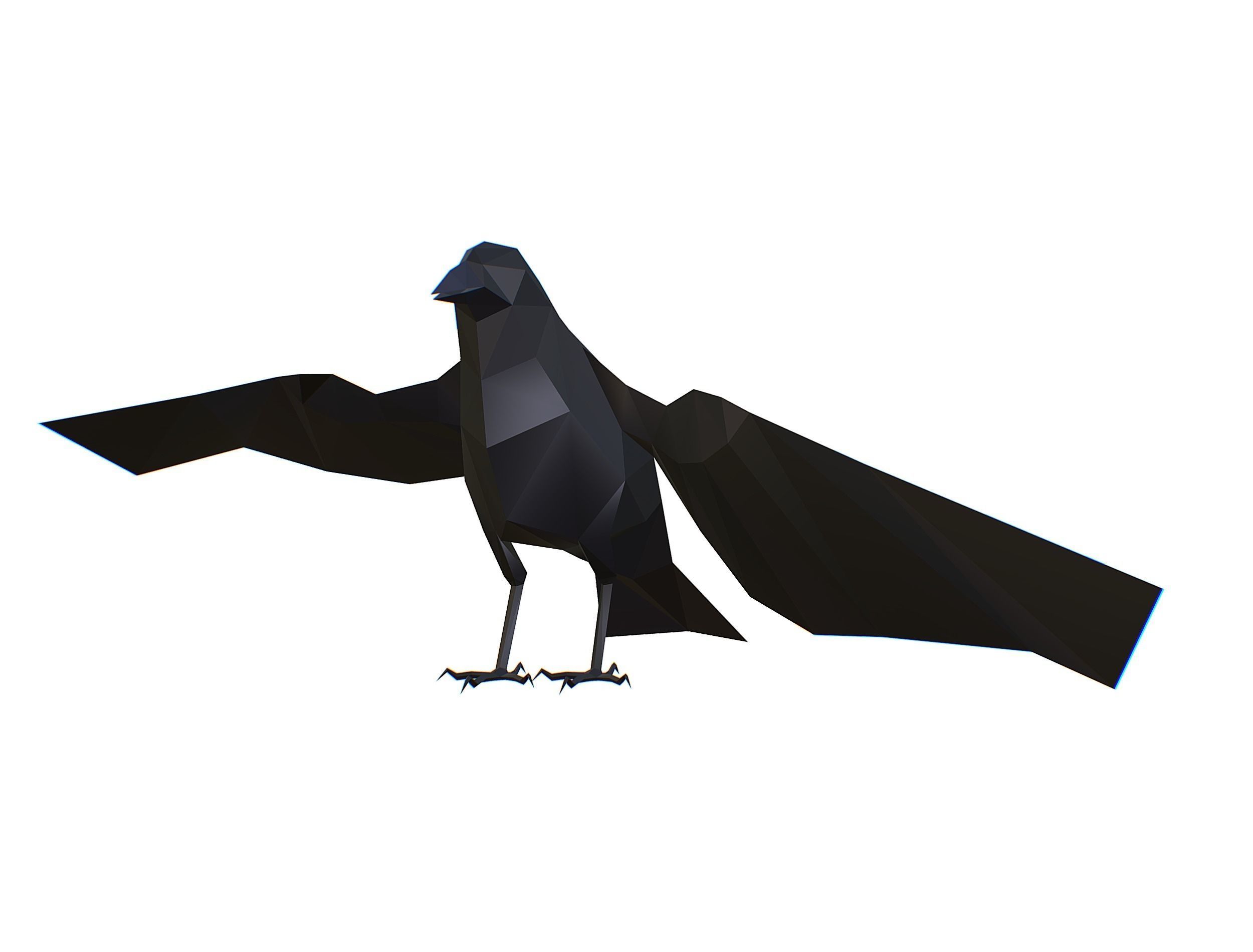 Animated Crow Lowpoly Art Style Low-poly 3D model_10