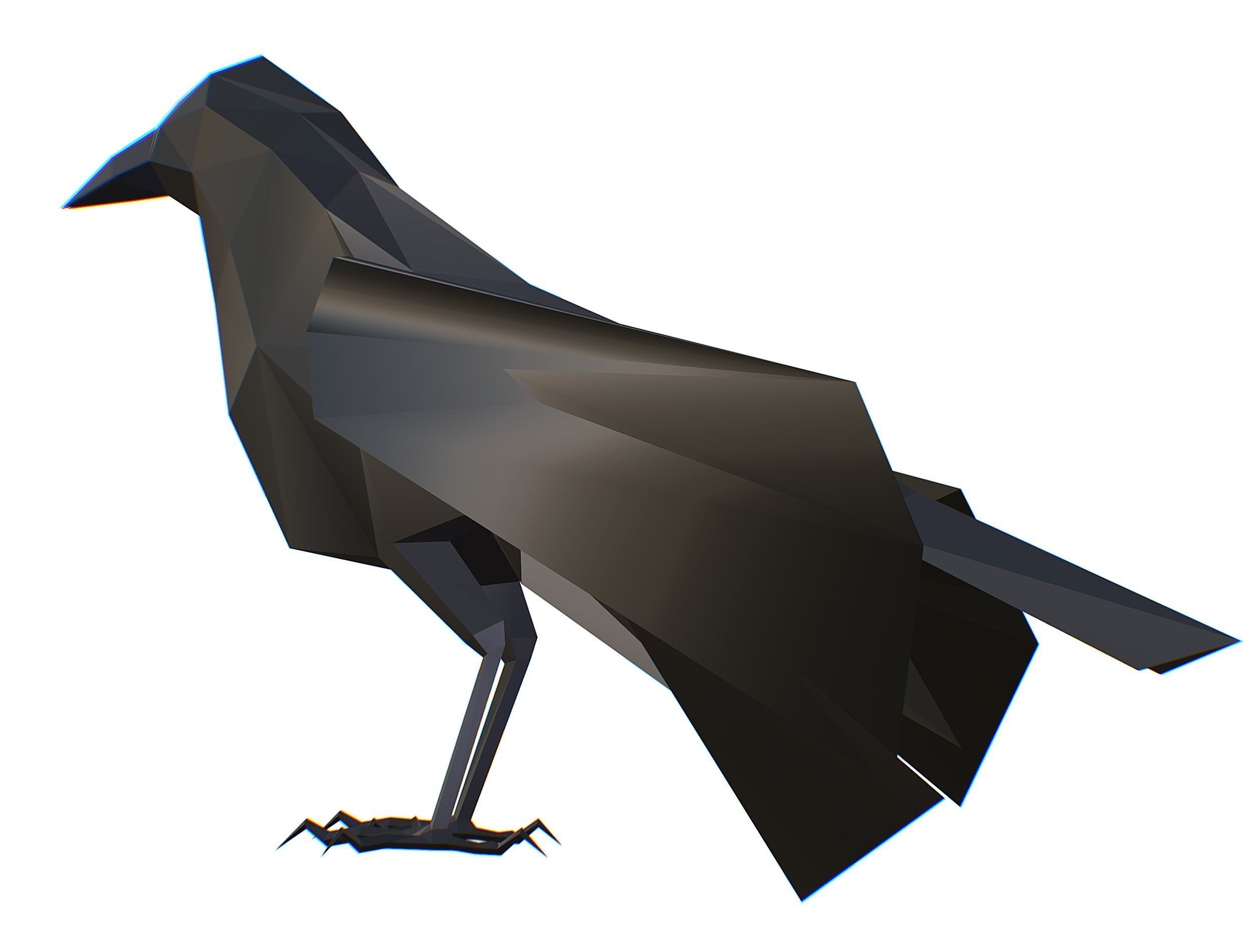 Animated Crow Lowpoly Art Style Low-poly 3D model_37