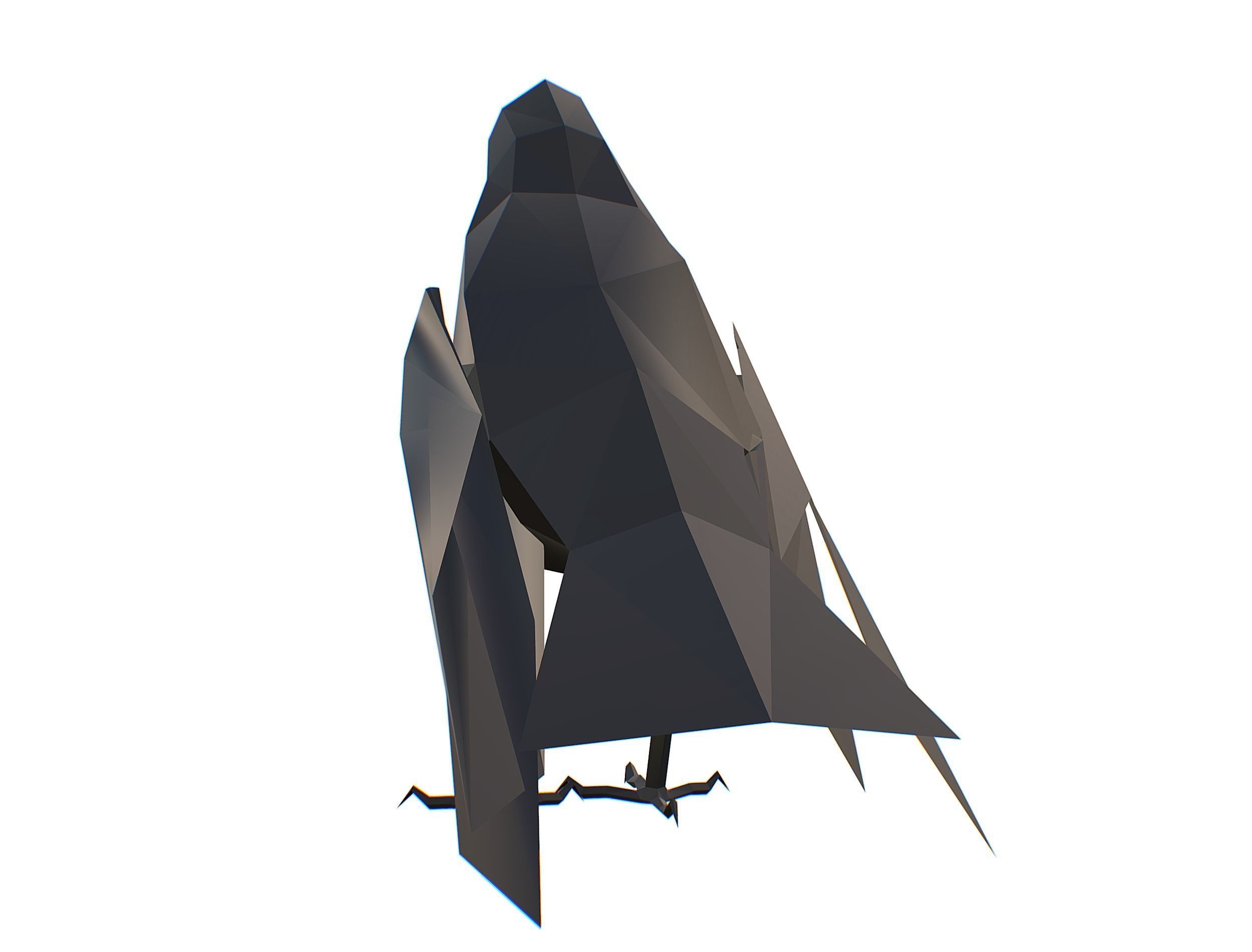 Animated Crow Lowpoly Art Style Low-poly 3D model_35