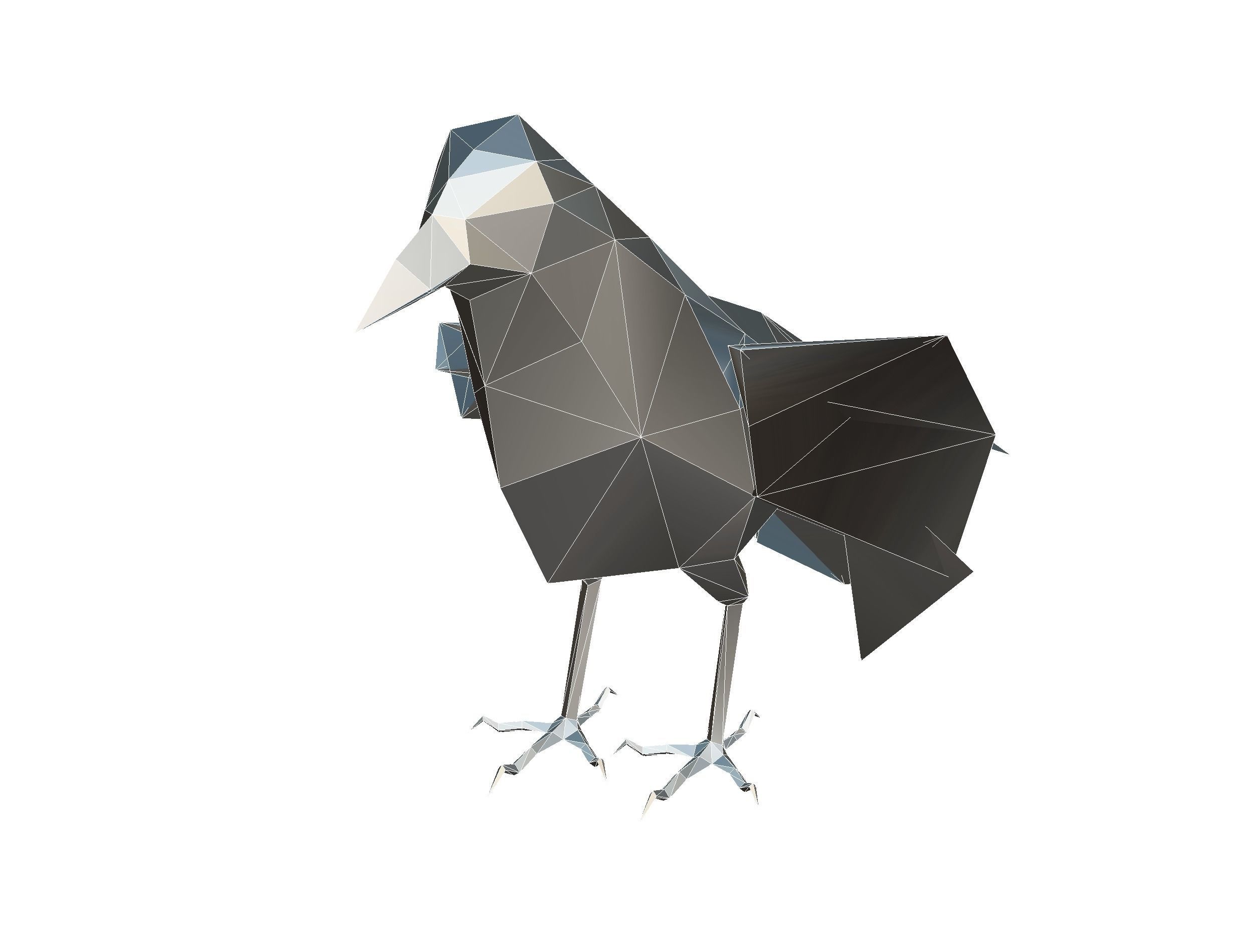Animated Crow Lowpoly Art Style Low-poly 3D model_45