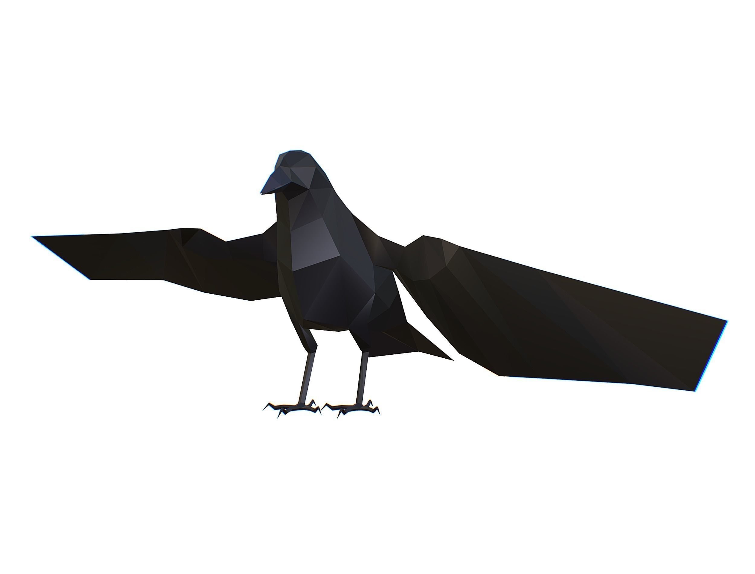 Animated Crow Lowpoly Art Style Low-poly 3D model_5