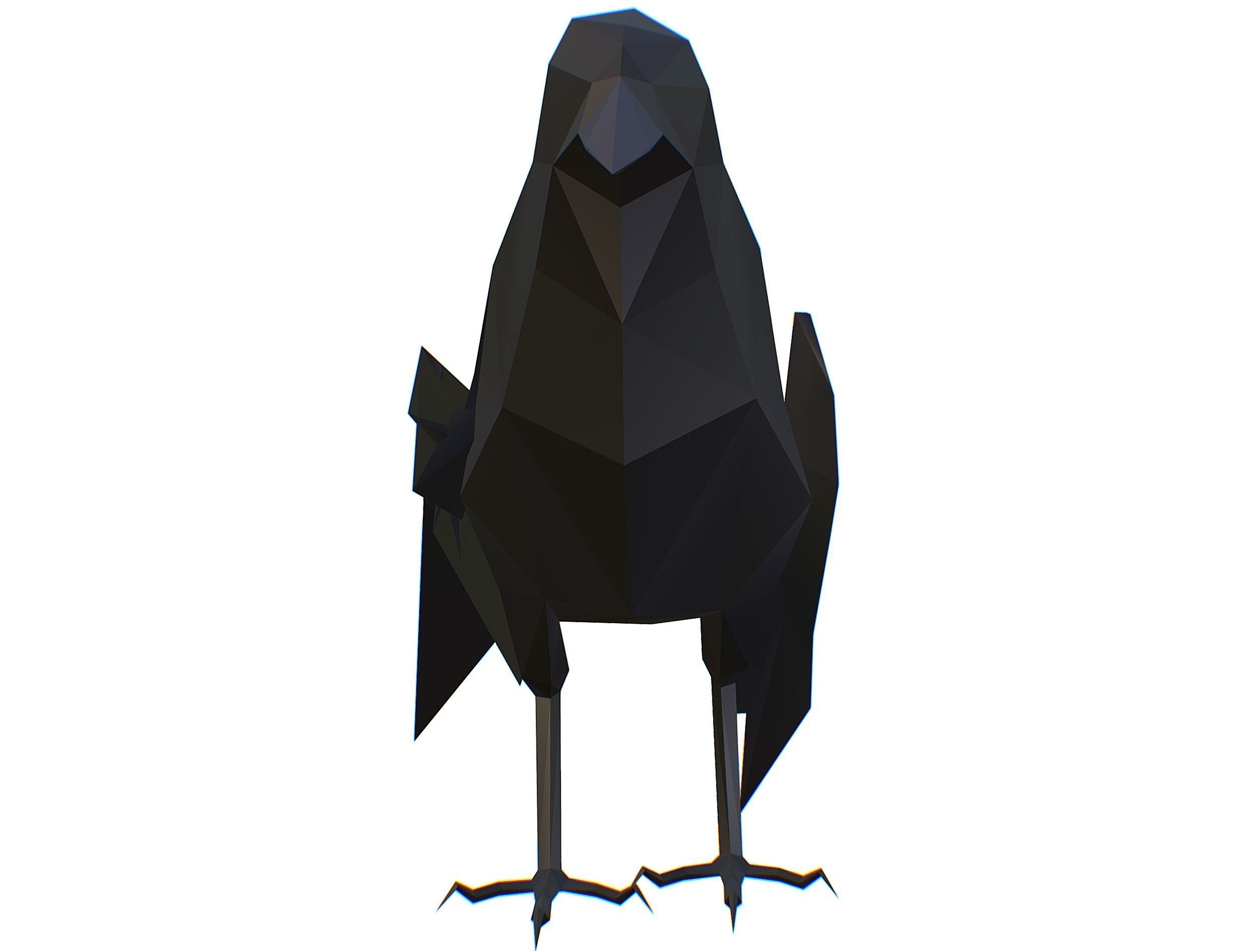 Animated Crow Lowpoly Art Style Low-poly 3D model_26