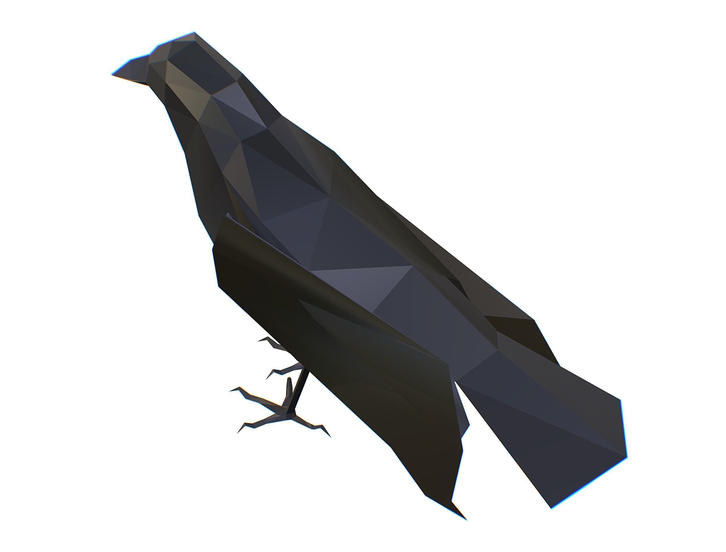 Animated Crow Lowpoly Art Style Low-poly 3D model_43