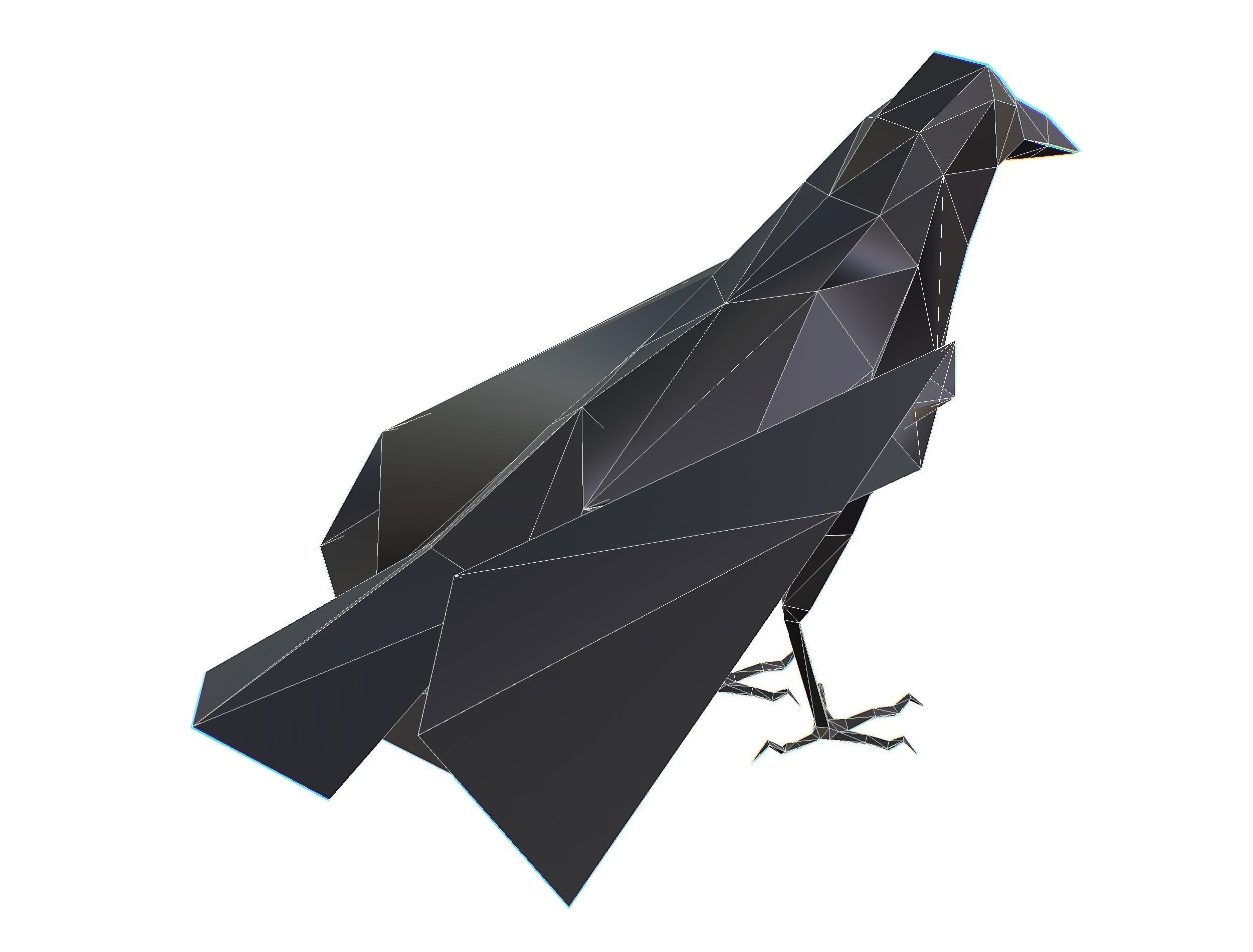 Animated Crow Lowpoly Art Style Low-poly 3D model_46