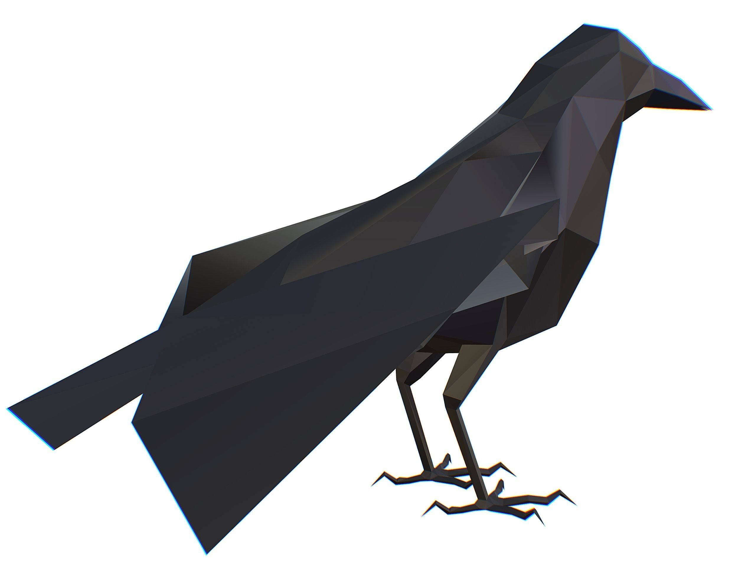 Animated Crow Lowpoly Art Style Low-poly 3D model_31