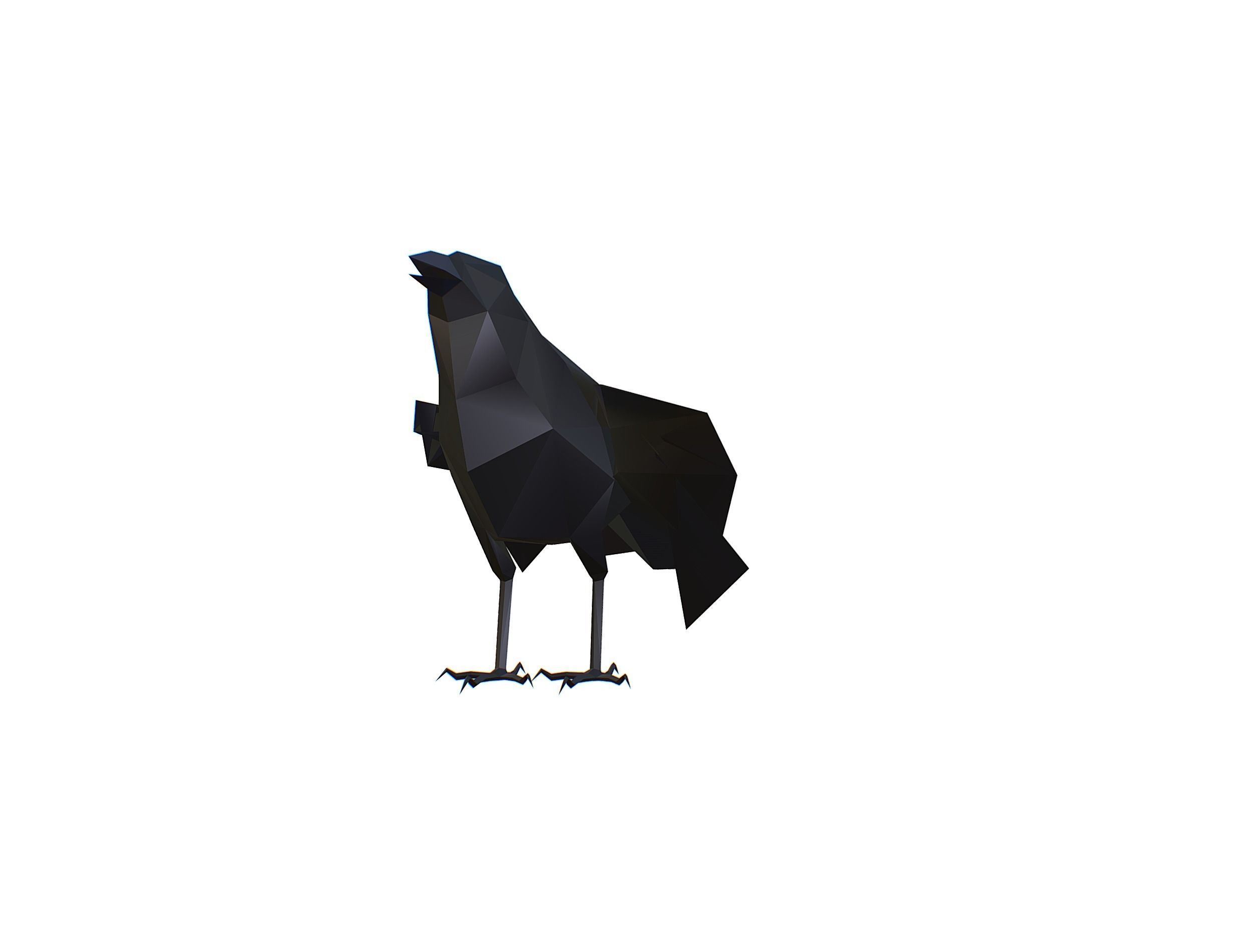 Animated Crow Lowpoly Art Style Low-poly 3D model_17