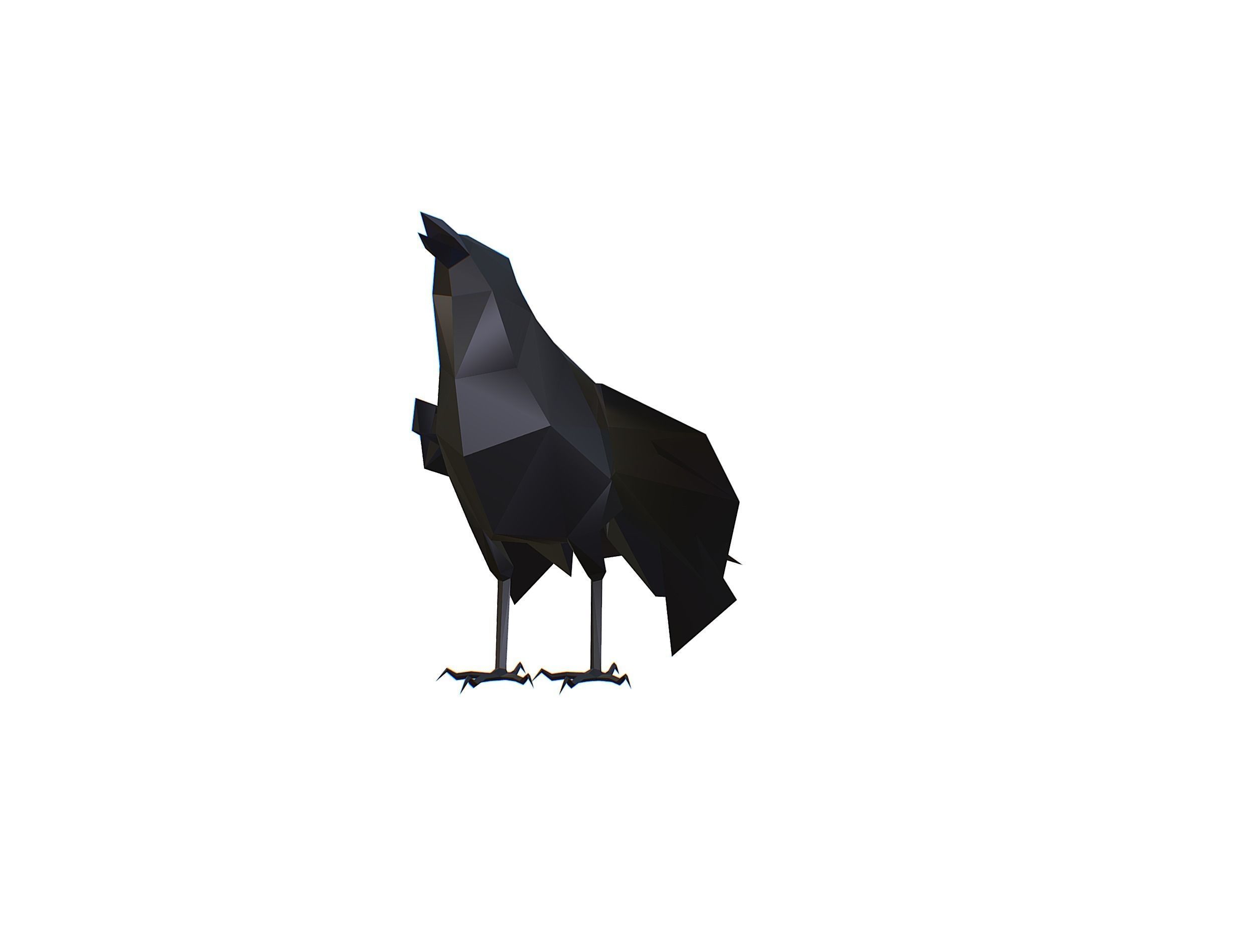 Animated Crow Lowpoly Art Style Low-poly 3D model_22