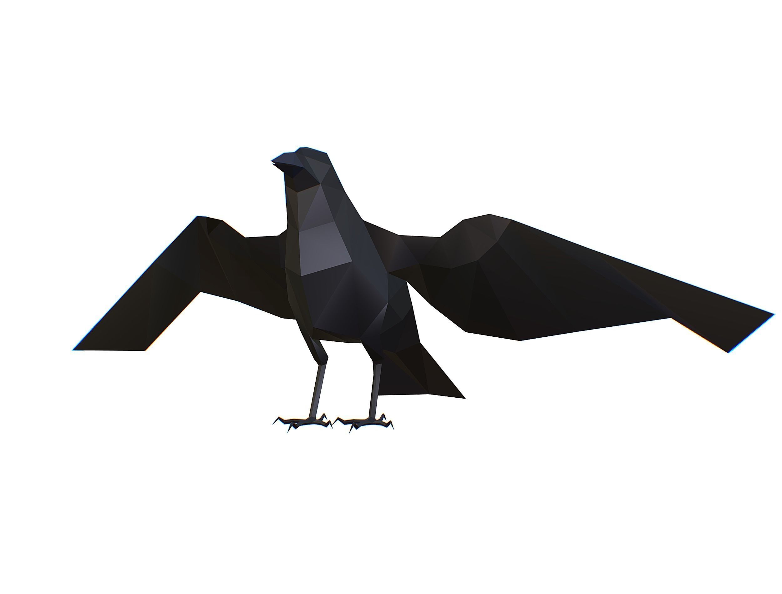 Animated Crow Lowpoly Art Style Low-poly 3D model_7