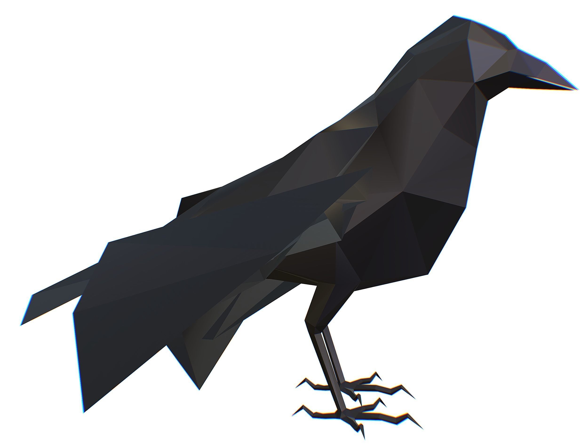 Animated Crow Lowpoly Art Style Low-poly 3D model_29