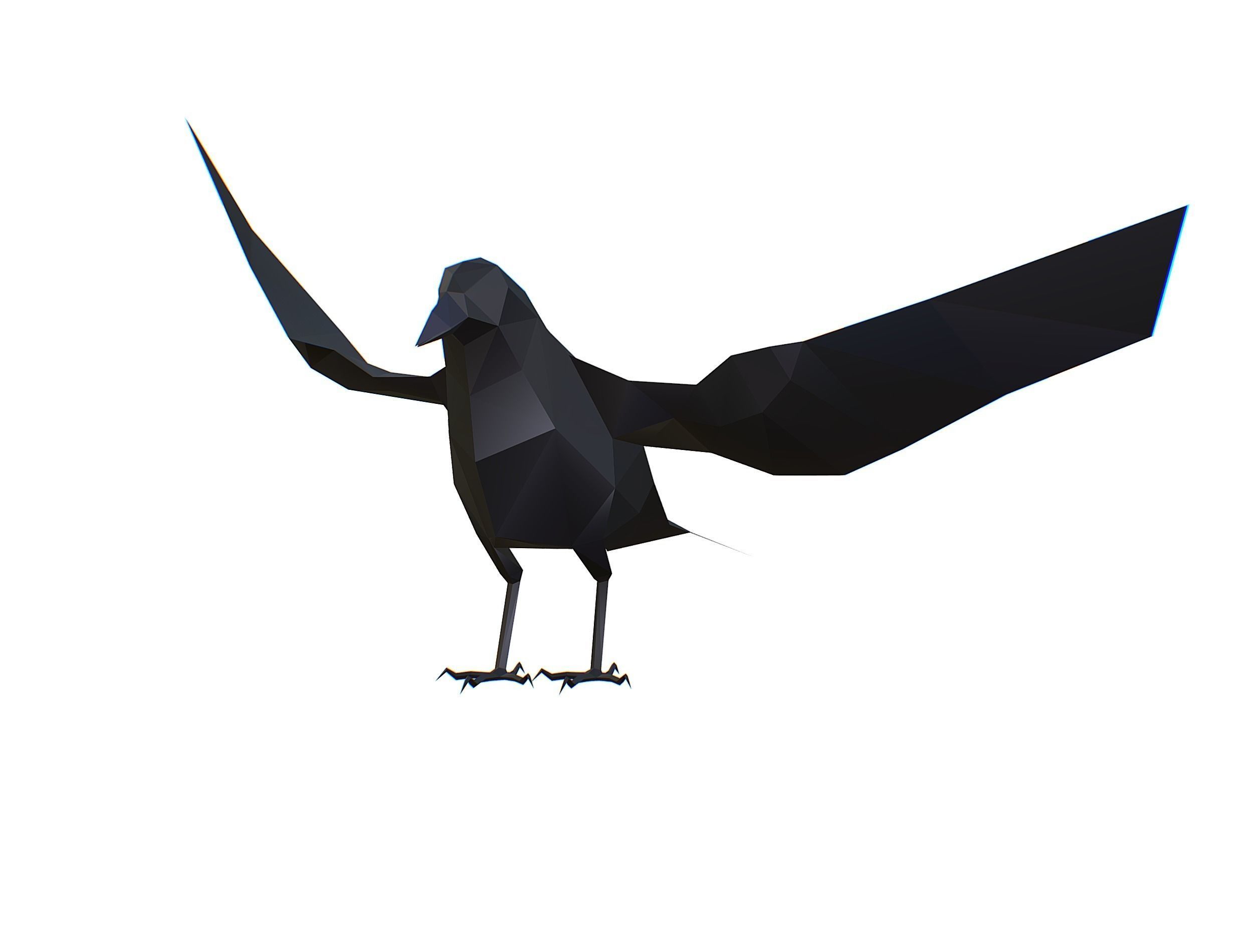 Animated Crow Lowpoly Art Style Low-poly 3D model_4