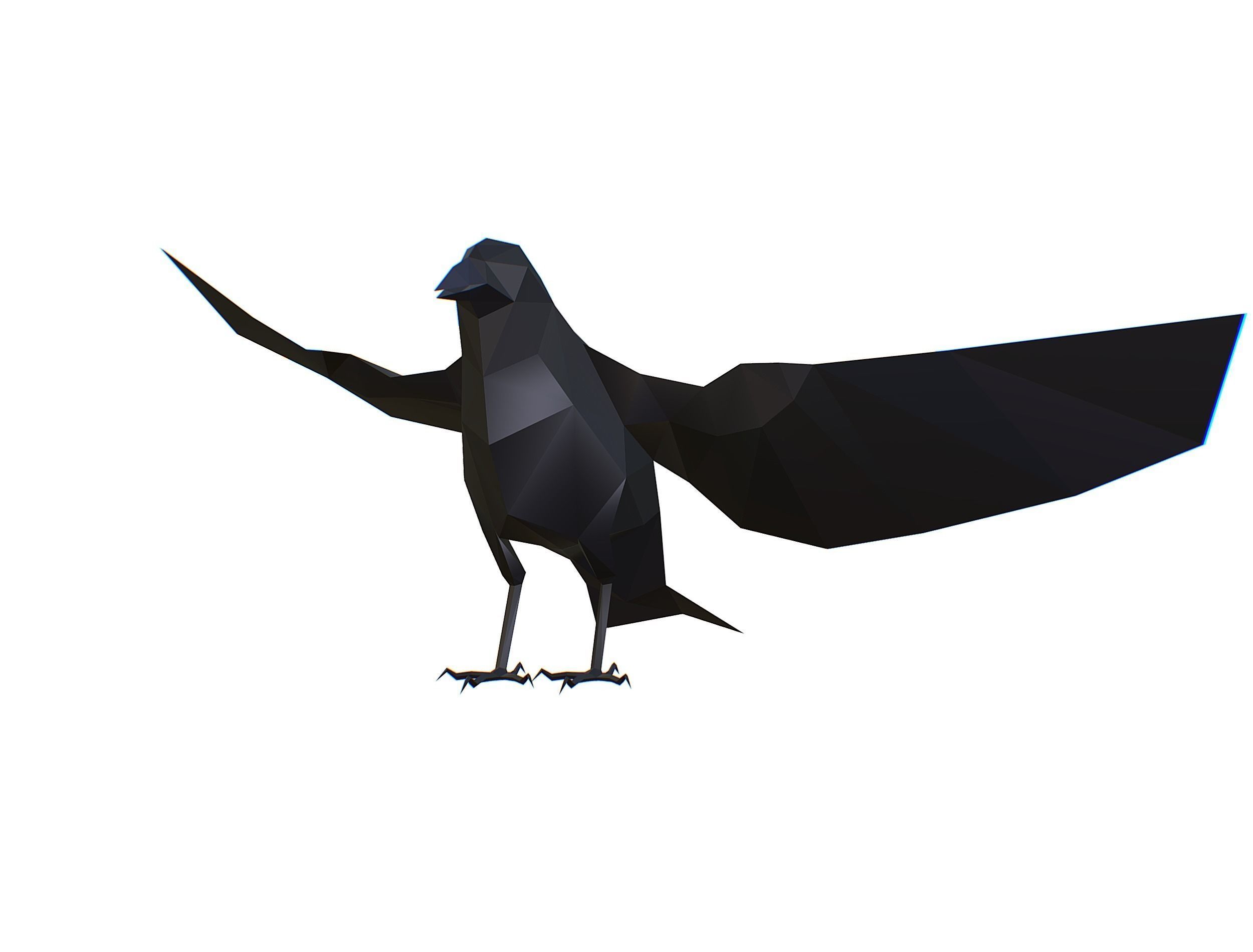 Animated Crow Lowpoly Art Style Low-poly 3D model_13