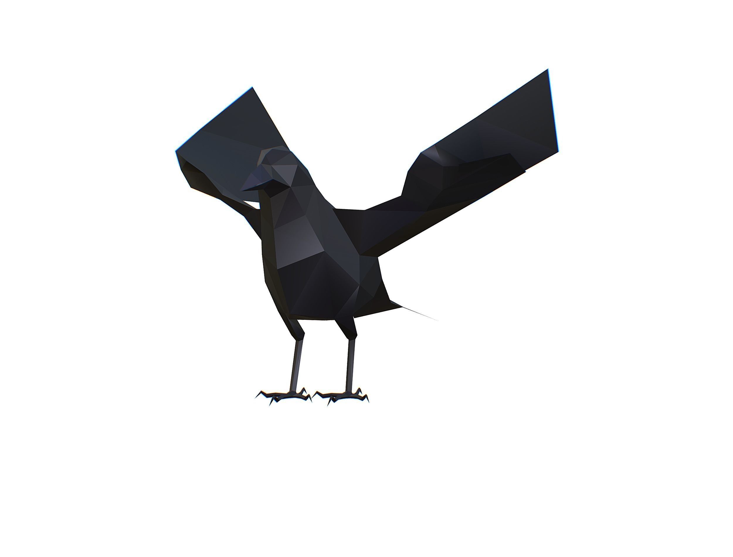 Animated Crow Lowpoly Art Style Low-poly 3D model_3