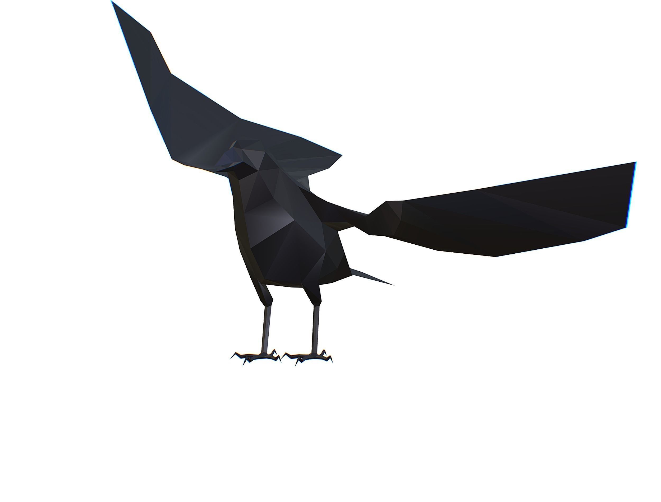 Animated Crow Lowpoly Art Style Low-poly 3D model_15