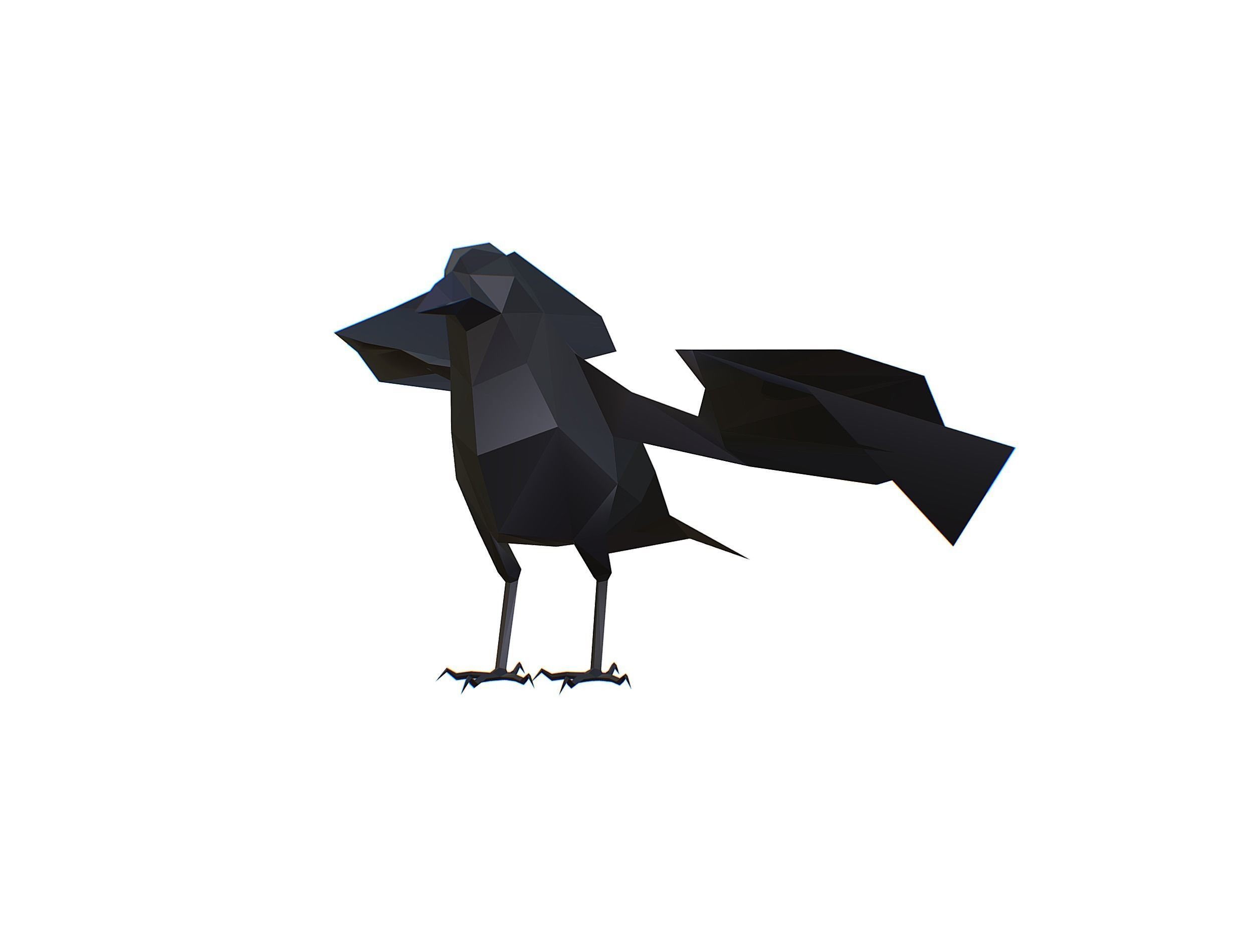 Animated Crow Lowpoly Art Style Low-poly 3D model_2