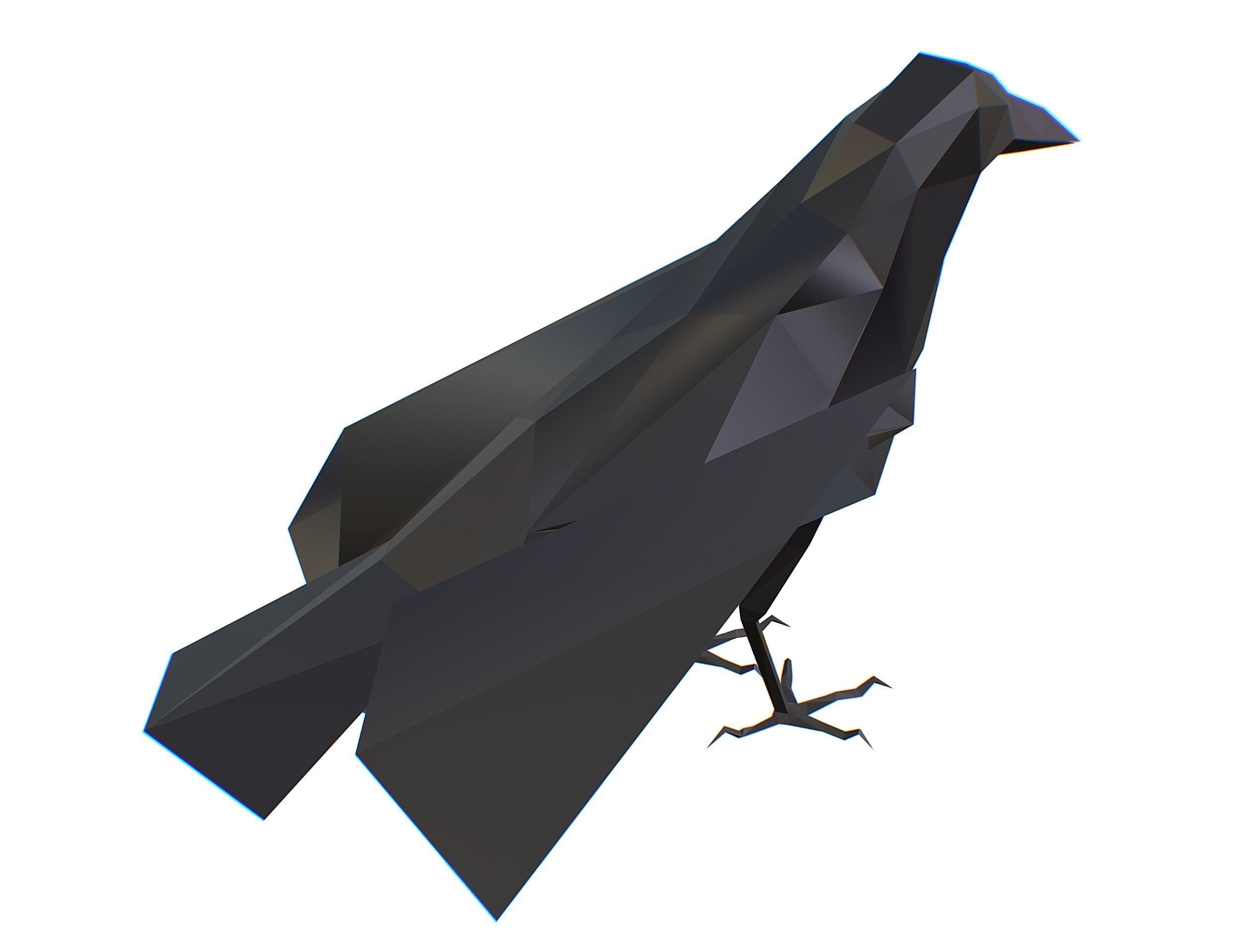 Animated Crow Lowpoly Art Style Low-poly 3D model_42