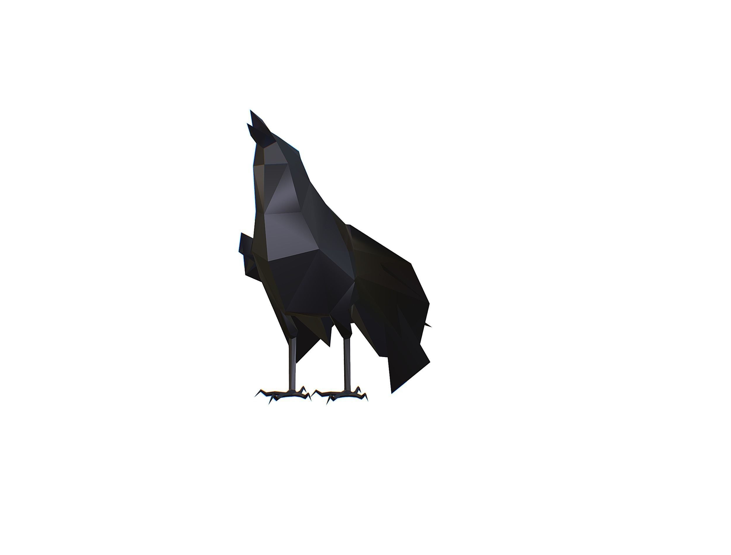 Animated Crow Lowpoly Art Style Low-poly 3D model_18