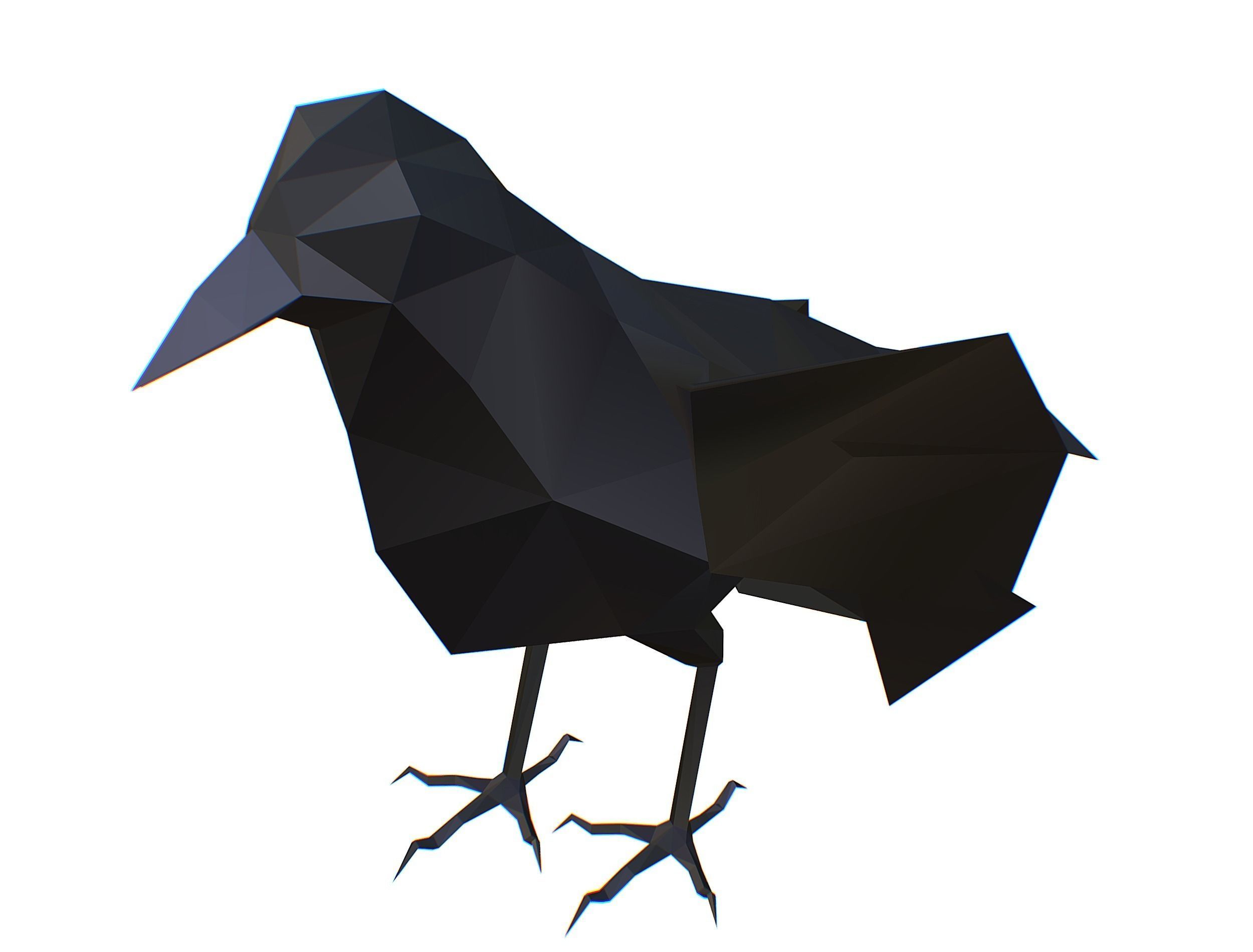 Animated Crow Lowpoly Art Style Low-poly 3D model_40