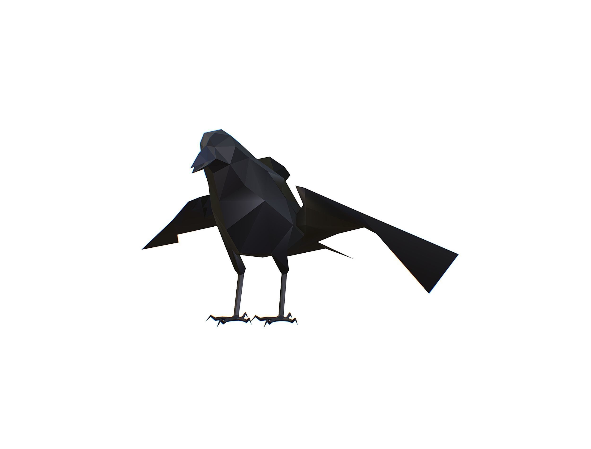 Animated Crow Lowpoly Art Style Low-poly 3D model_16