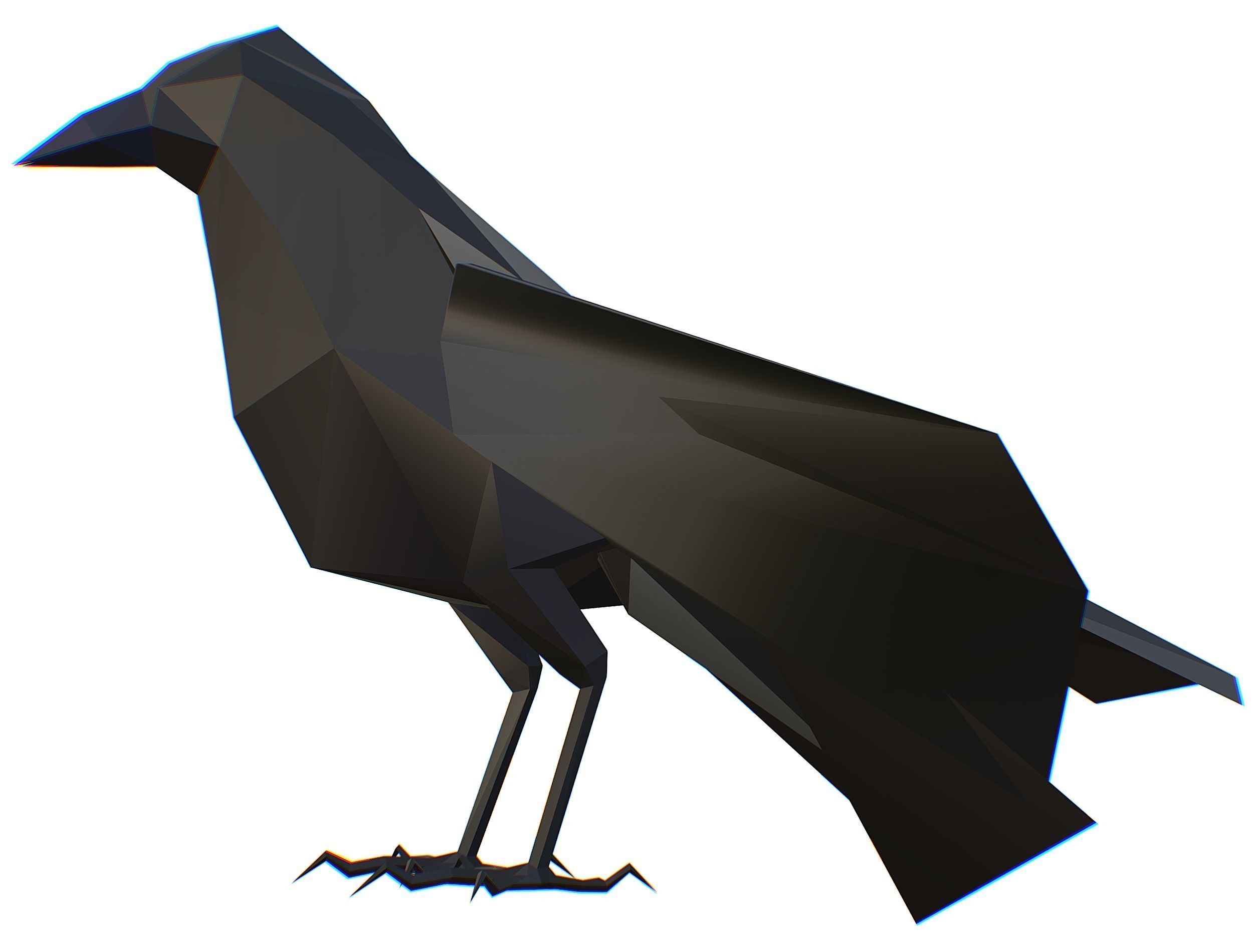 Animated Crow Lowpoly Art Style Low-poly 3D model_38