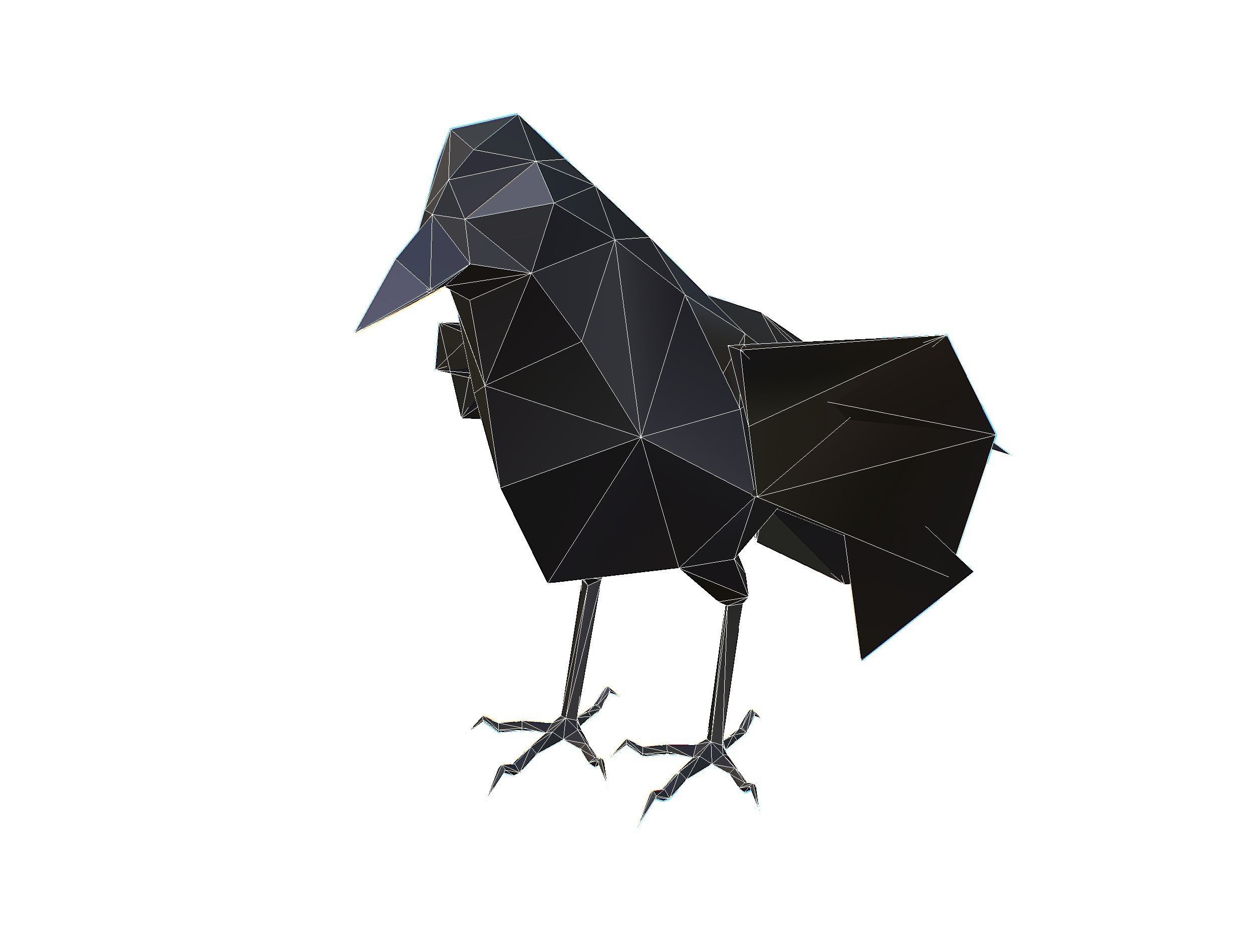 Animated Crow Lowpoly Art Style Low-poly 3D model_44