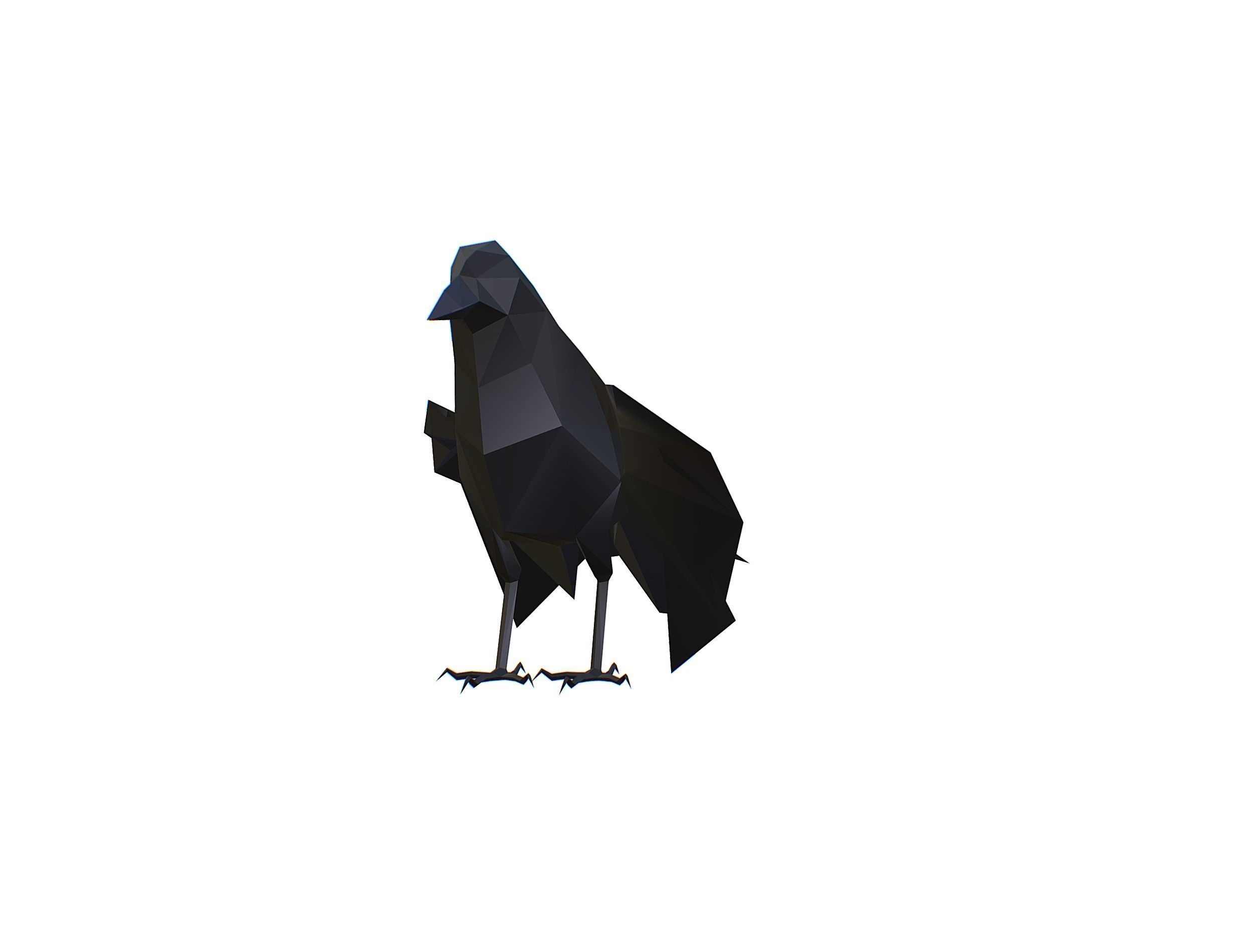 Animated Crow Lowpoly Art Style Low-poly 3D model_1