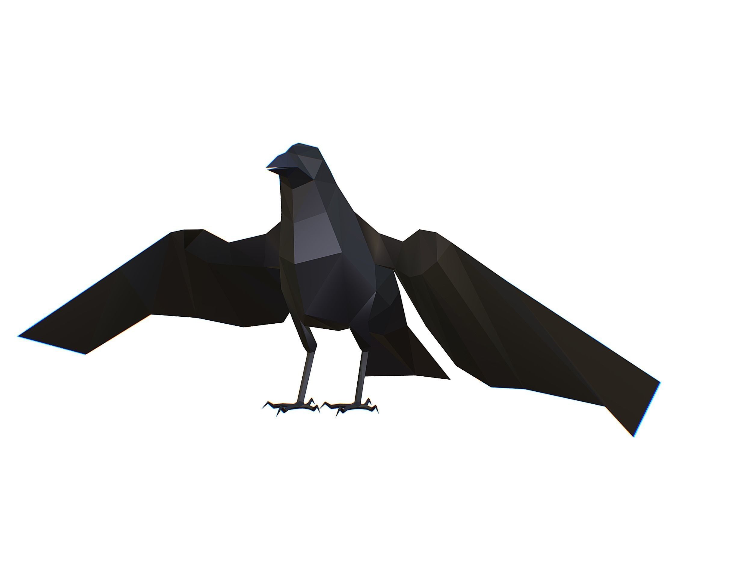 Animated Crow Lowpoly Art Style Low-poly 3D model_6
