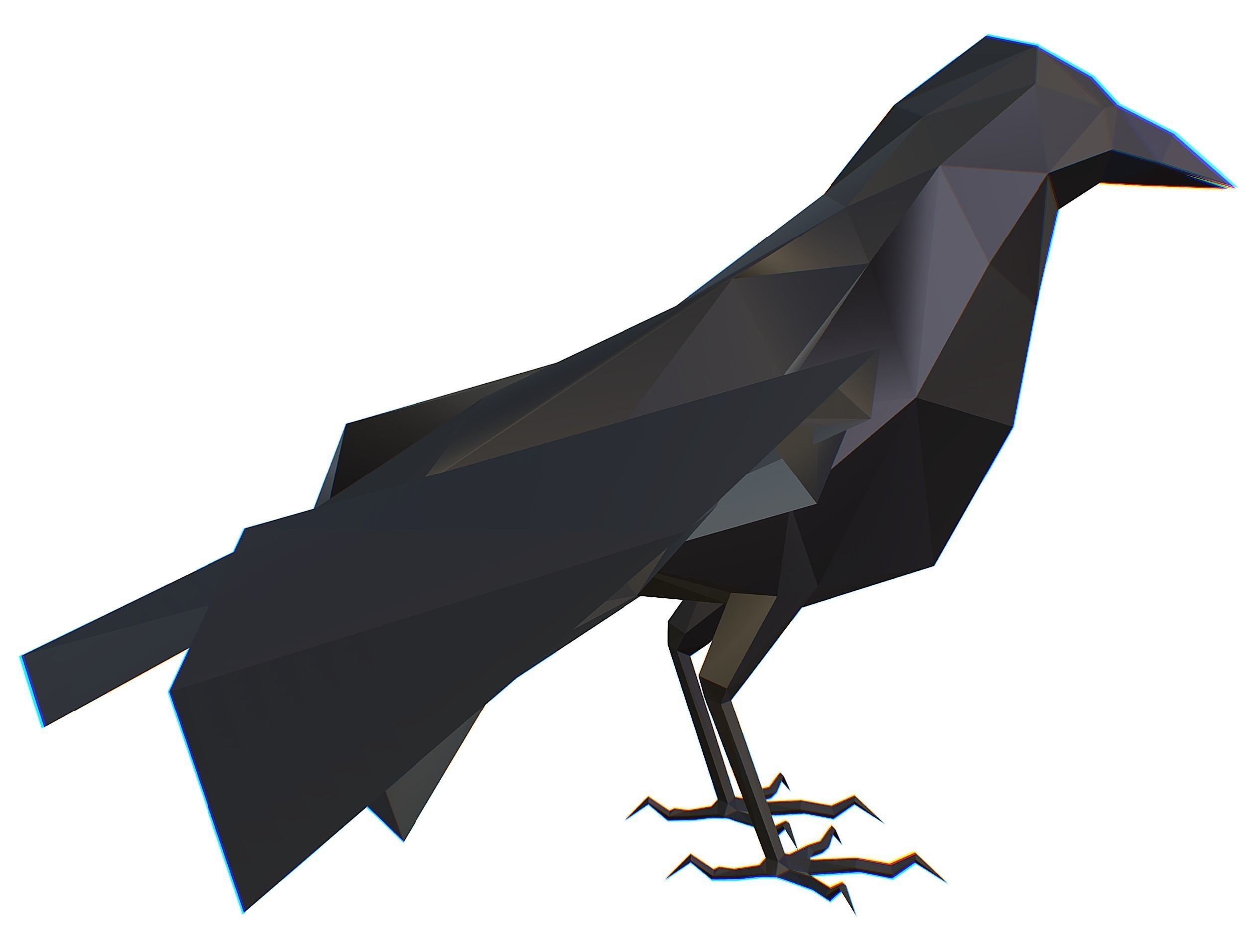 Animated Crow Lowpoly Art Style Low-poly 3D model_30
