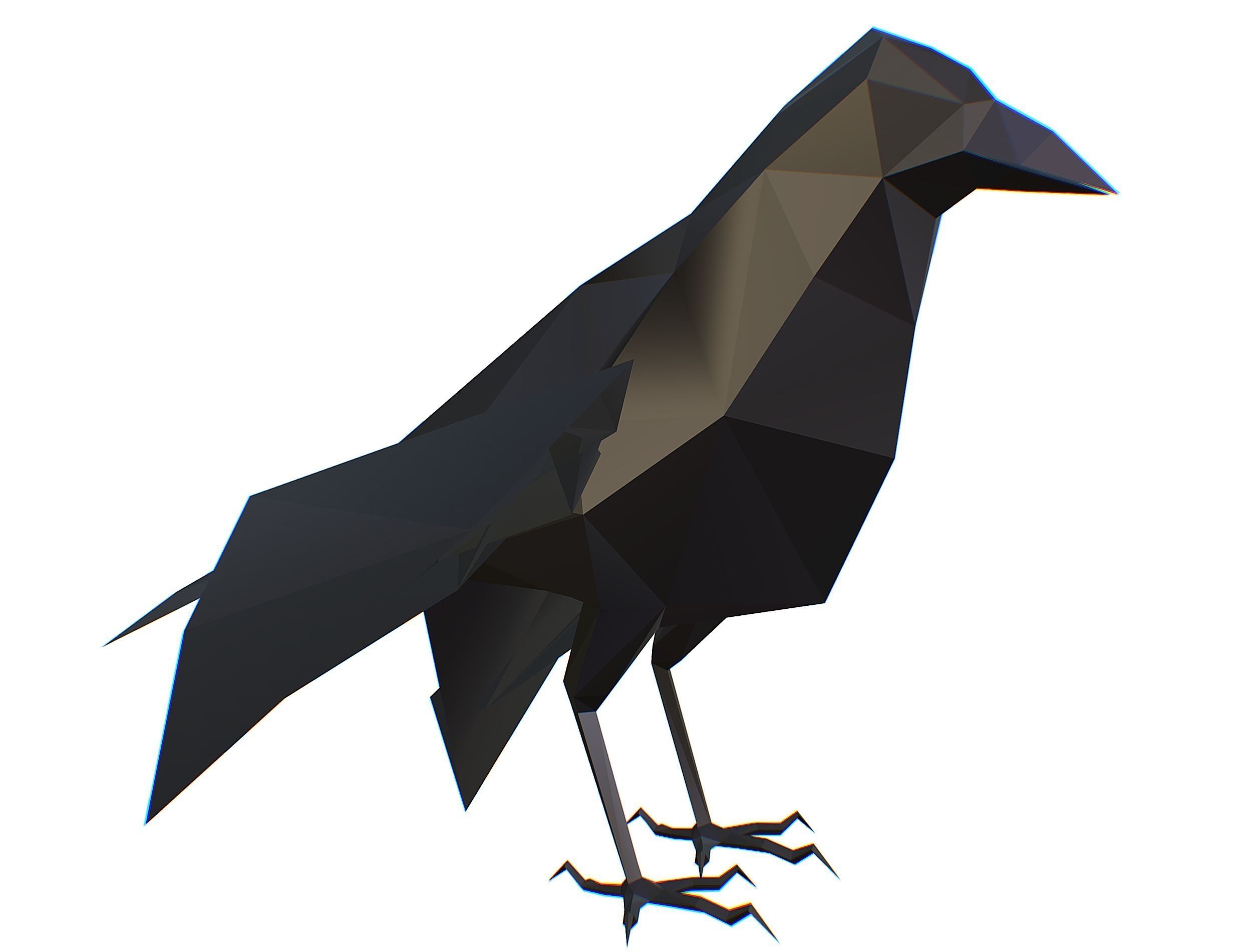 Animated Crow Lowpoly Art Style Low-poly 3D model_28