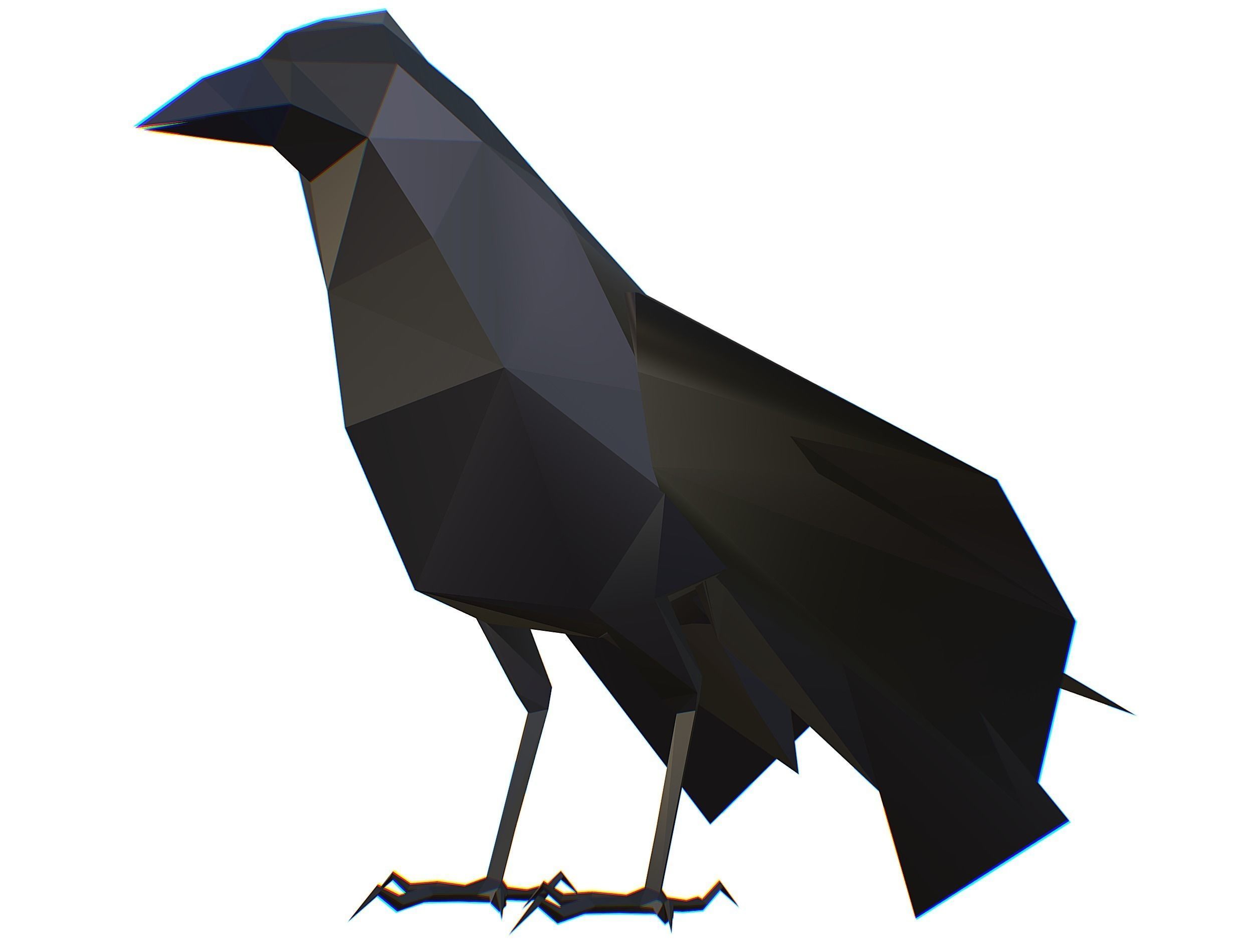Animated Crow Lowpoly Art Style Low-poly 3D model_39