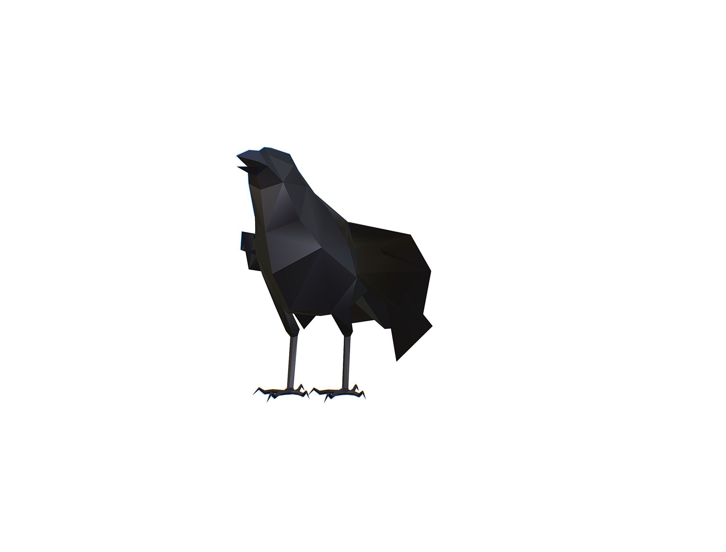 Animated Crow Lowpoly Art Style Low-poly 3D model_20