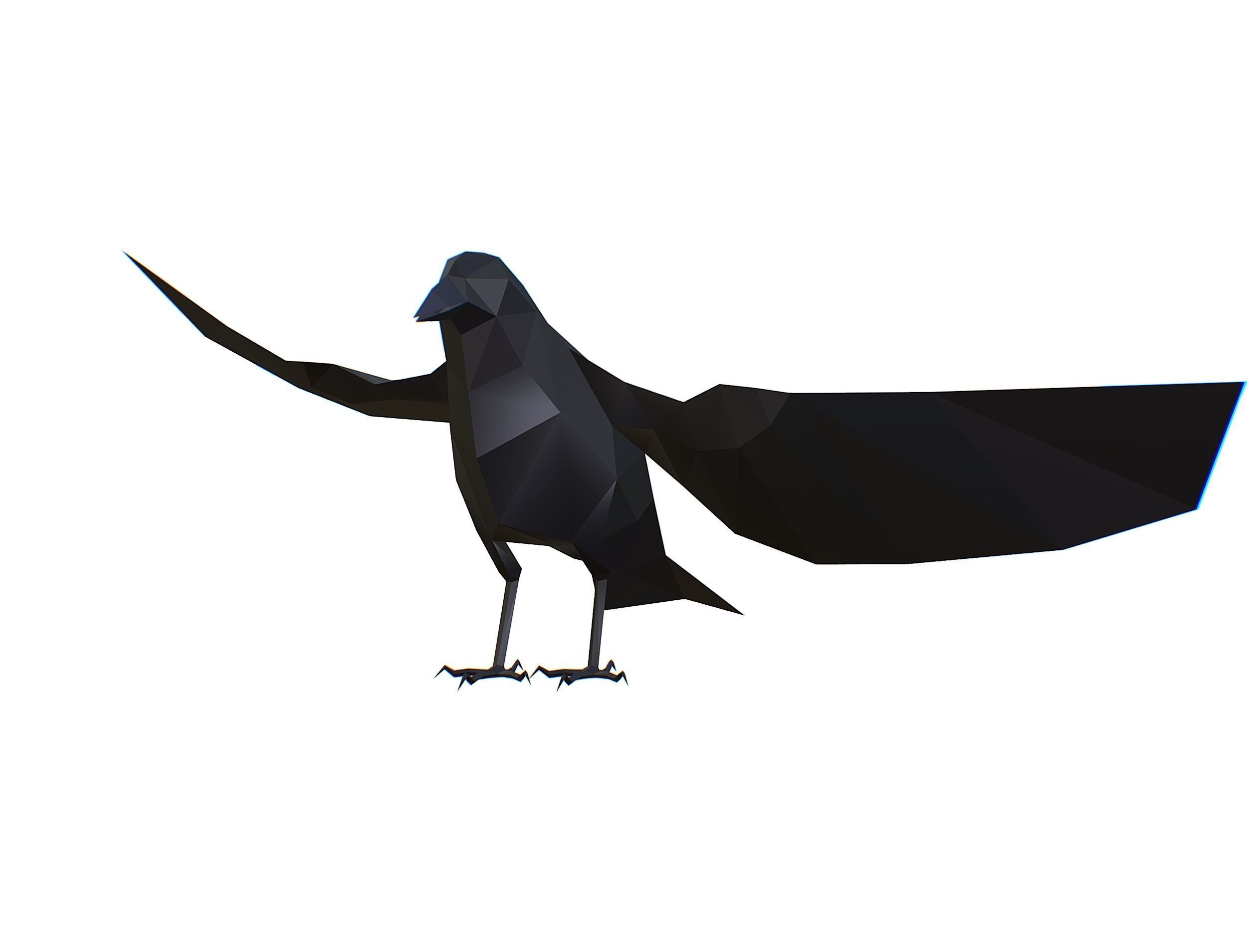Animated Crow Lowpoly Art Style Low-poly 3D model_9