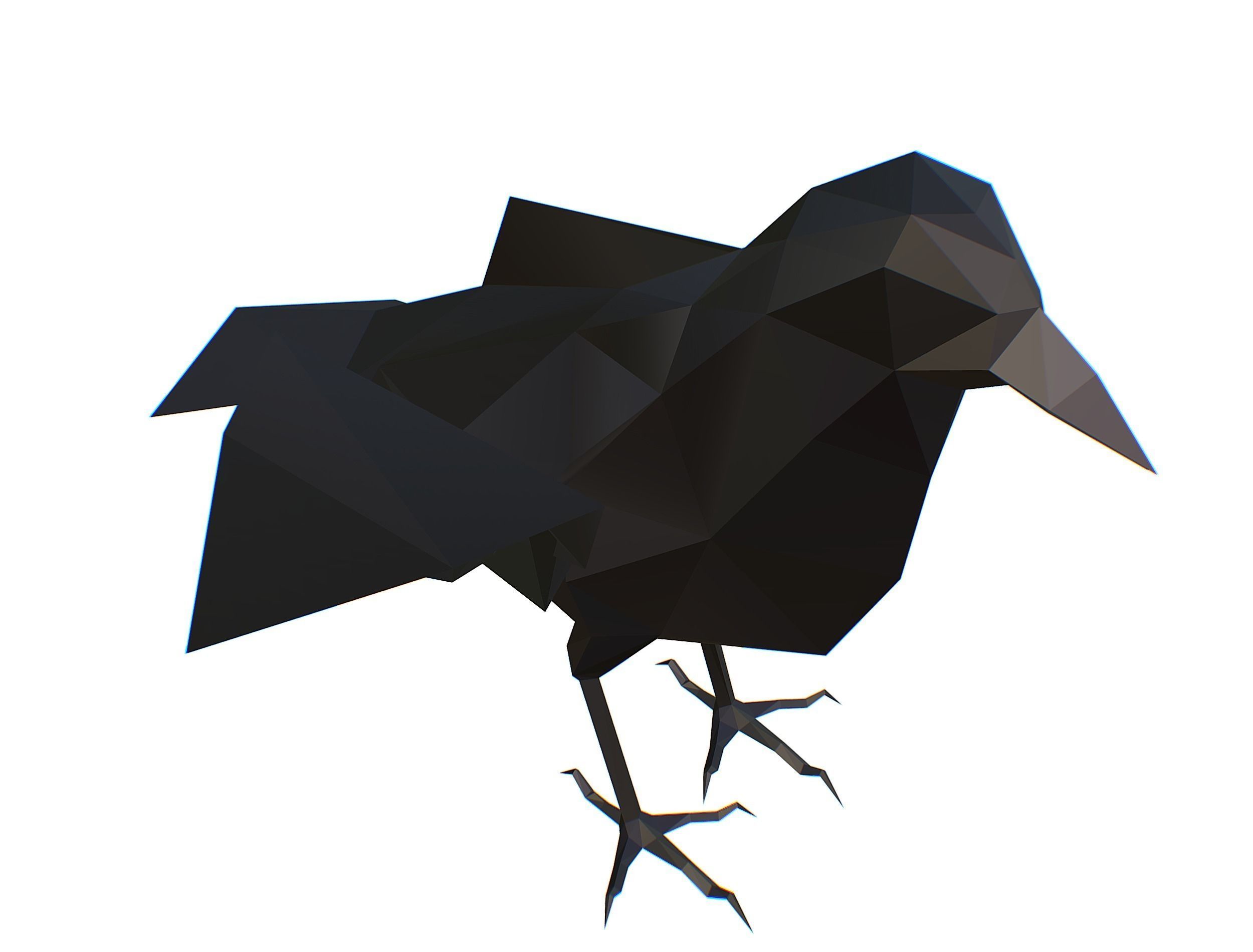 Animated Crow Lowpoly Art Style Low-poly 3D model_41