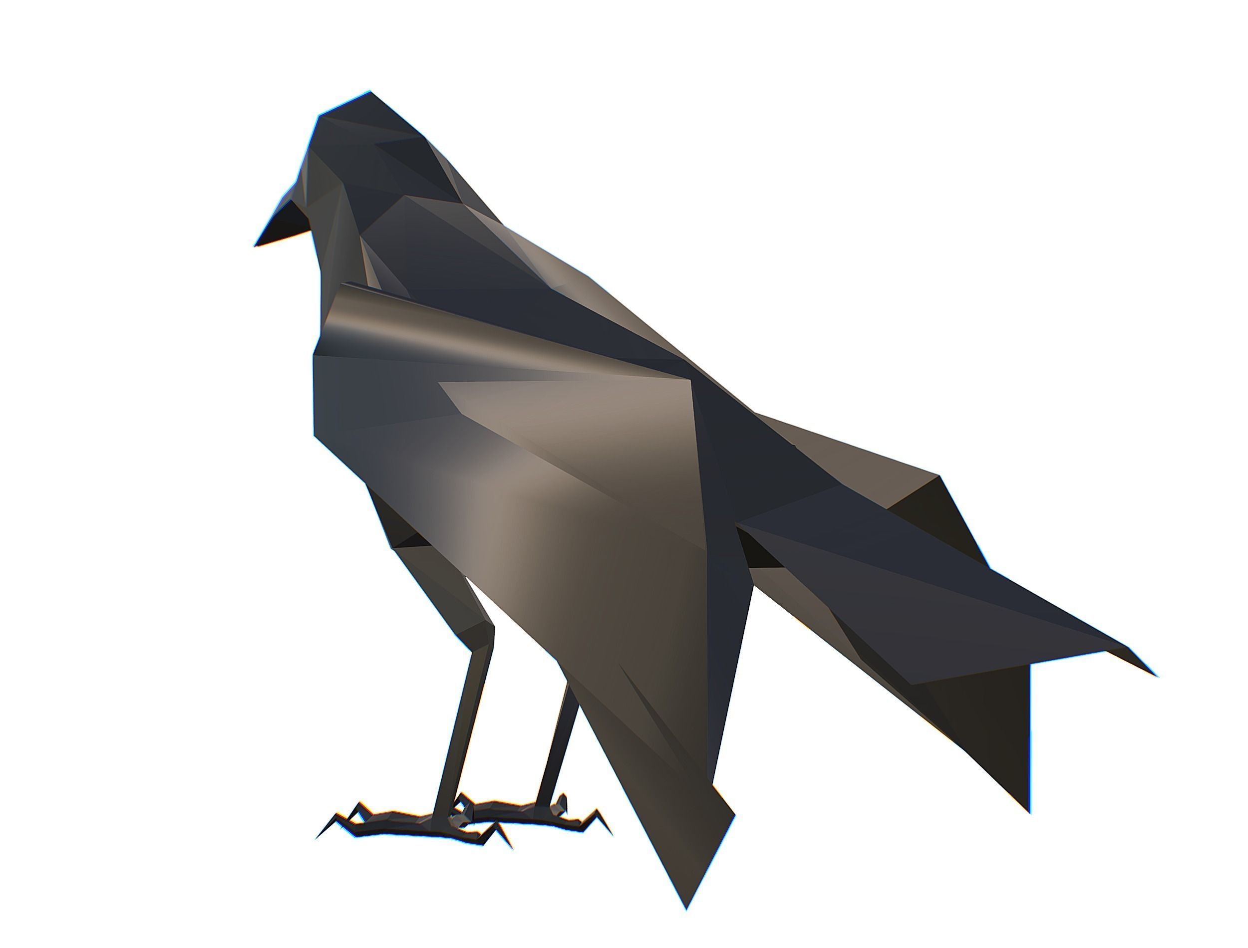 Animated Crow Lowpoly Art Style Low-poly 3D model_36