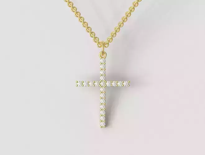 2mm Diamond Cross Pendant
