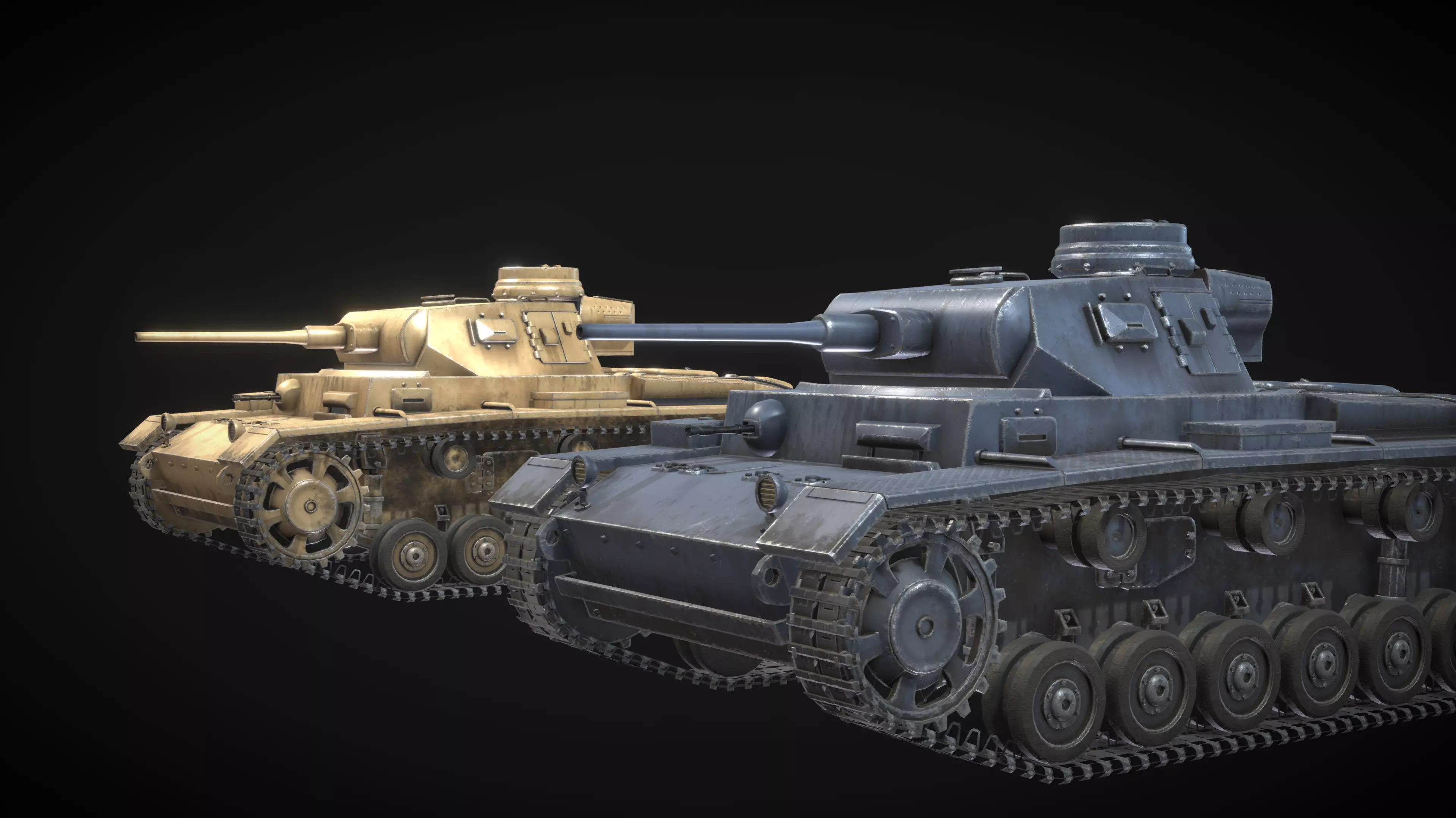 WW2 German Tank Panzer 3 Low-poly 3D model