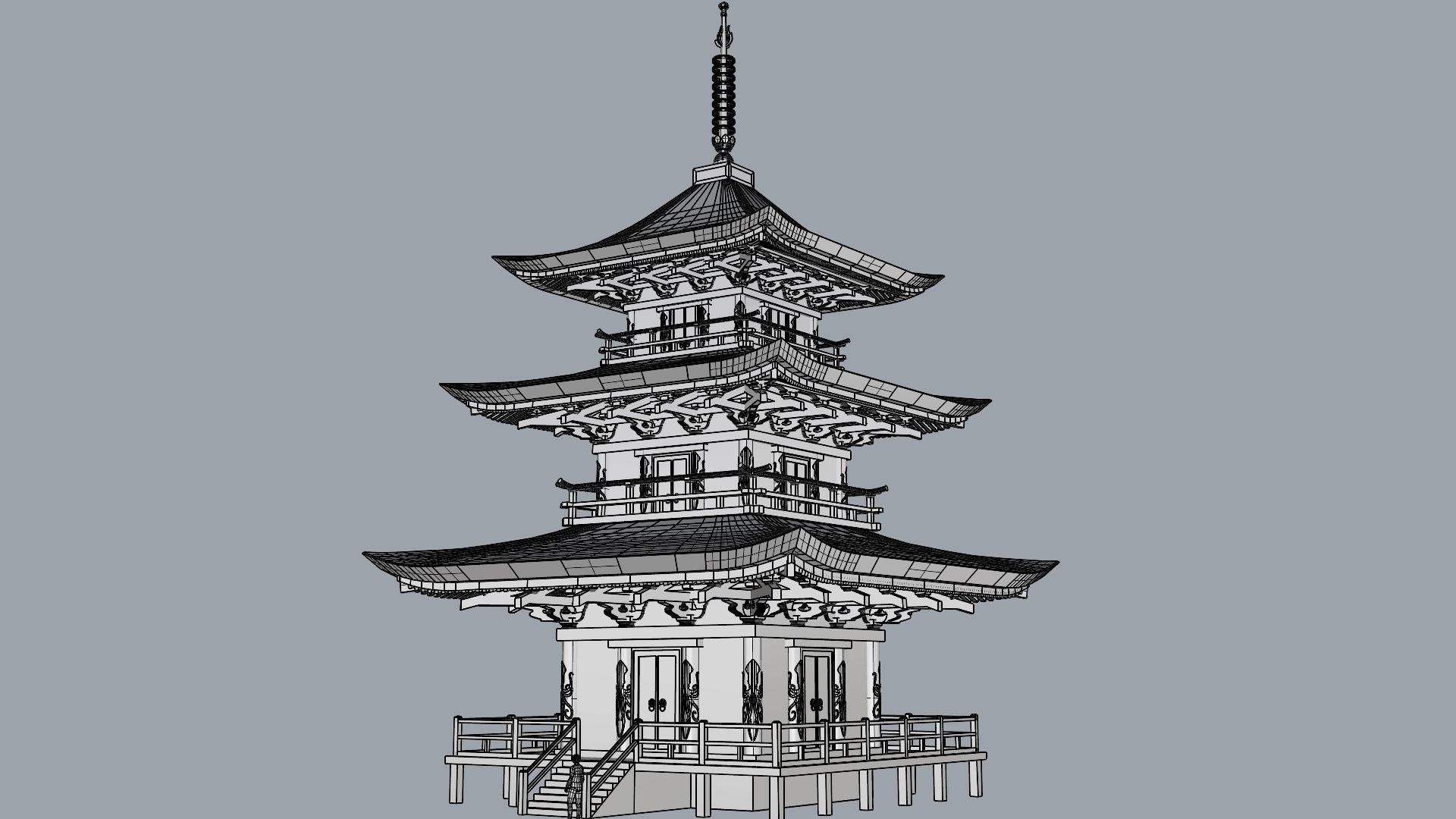 Japanese Cthulhu Temple 3D model_4