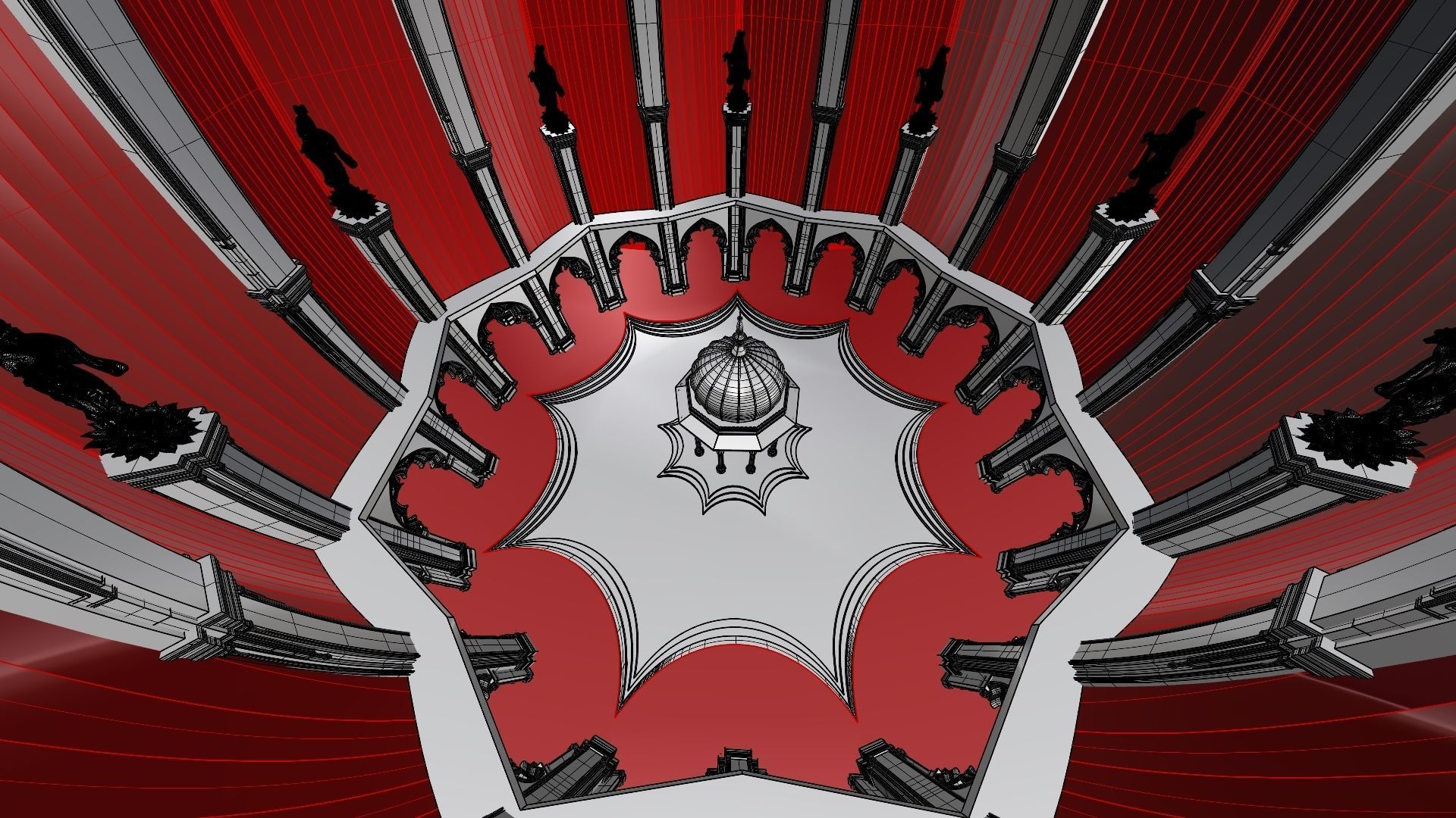 Asian Temple Arch 3D model_10