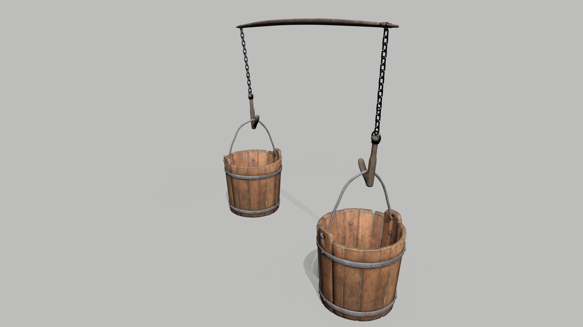 Bucket Wooden Low-poly 3D model_4