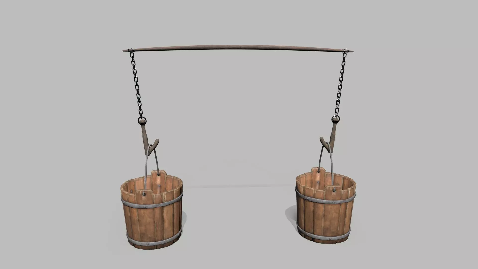 Bucket Wooden Low-poly 3D model_0