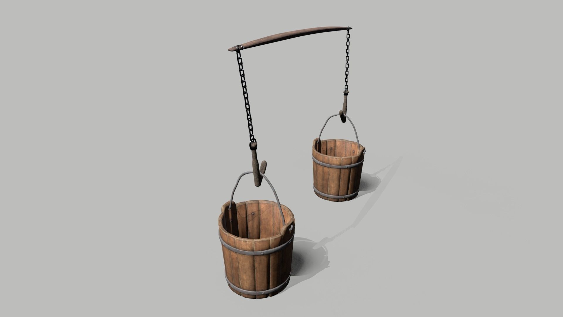 Bucket Wooden Low-poly 3D model_3