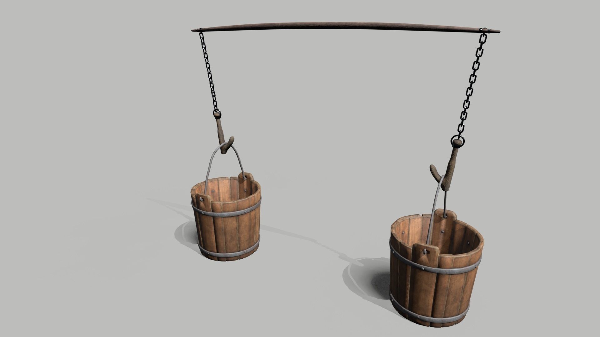 Bucket Wooden Low-poly 3D model_5