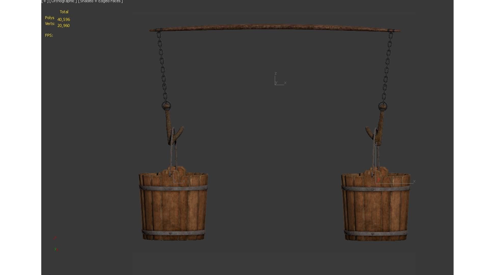 Bucket Wooden Low-poly 3D model_8