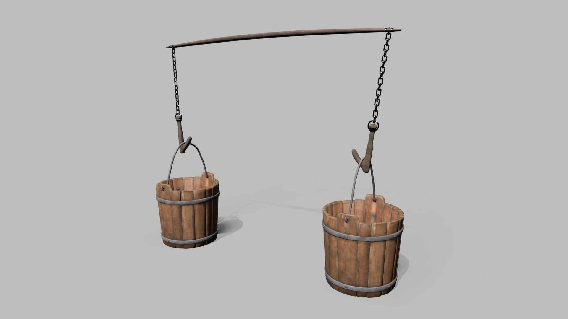 Bucket Wooden Low-poly 3D model_1